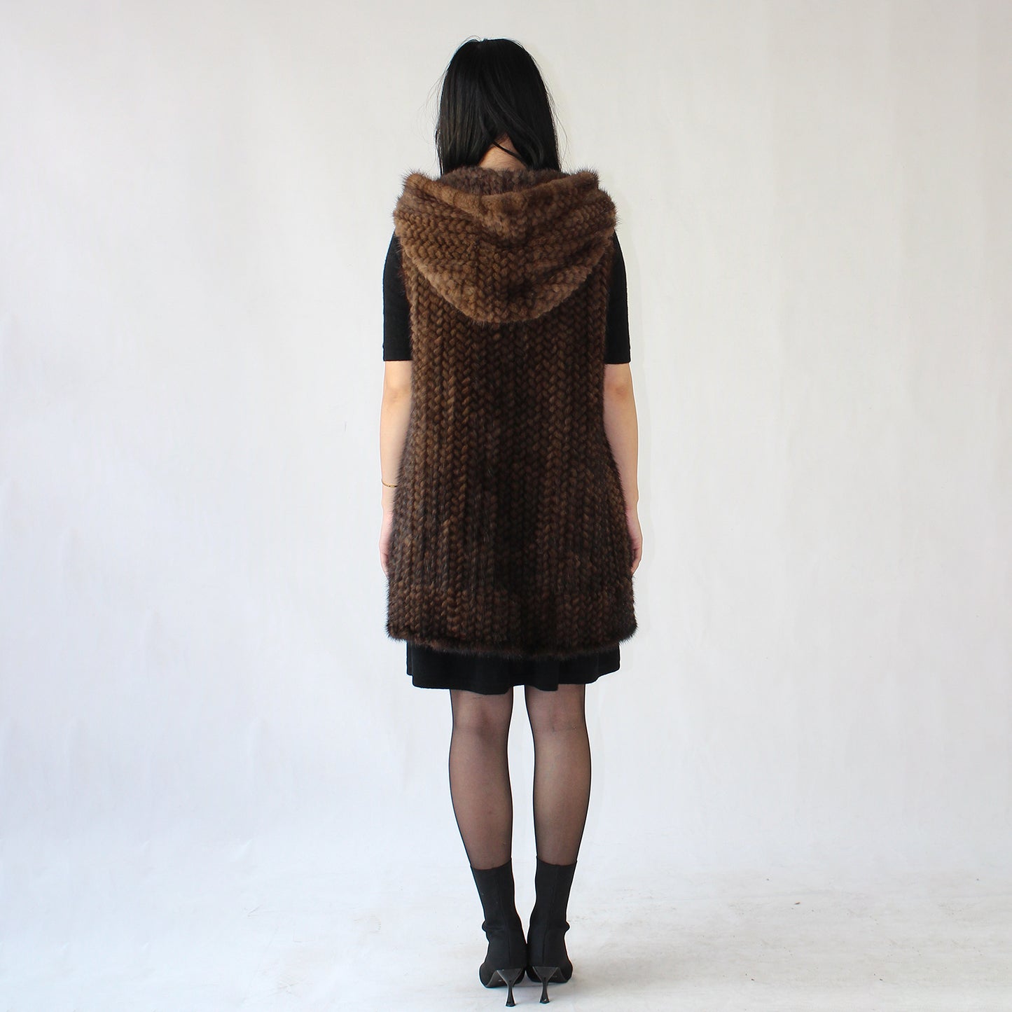 Women's knitted mink long vest