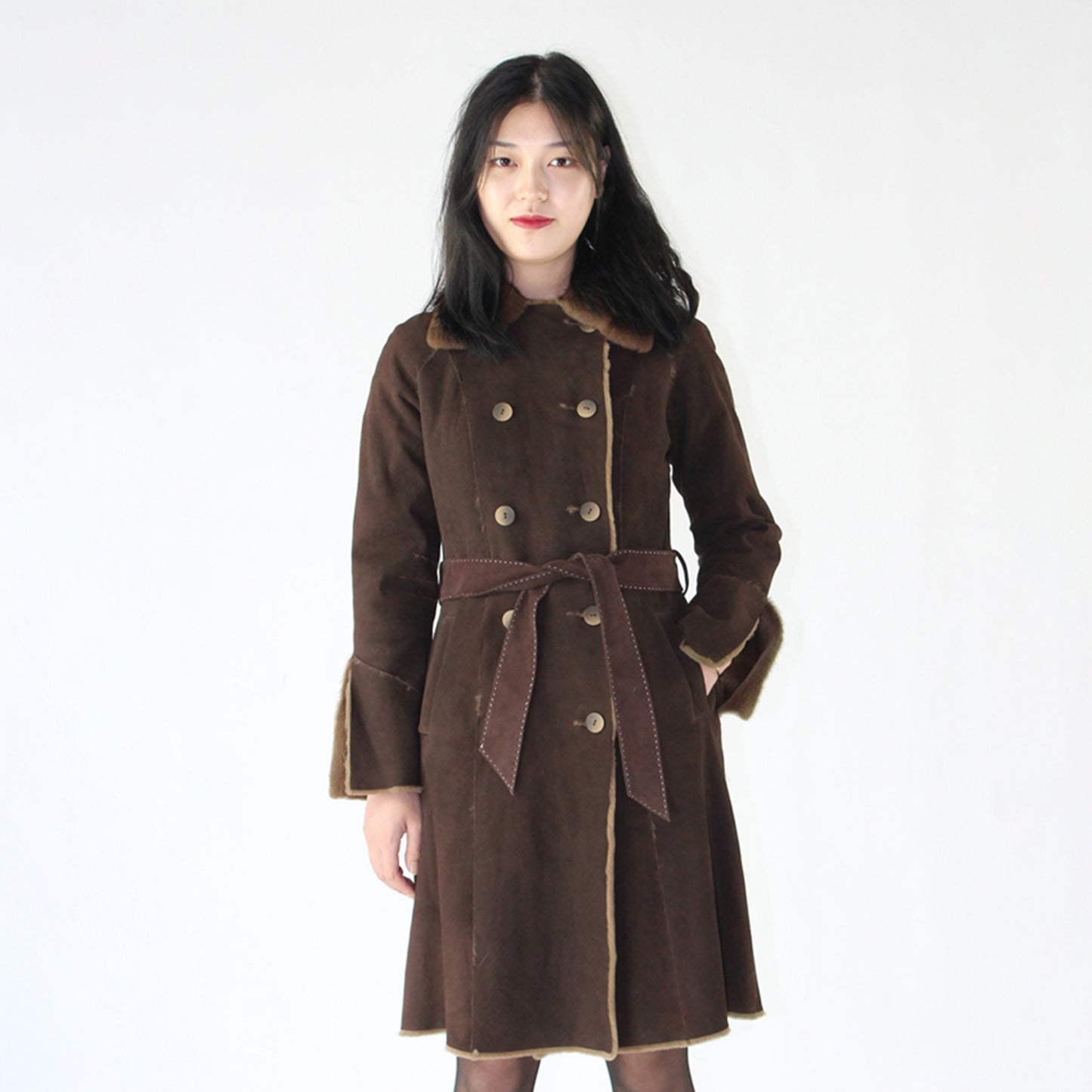 Women's suede mink coat