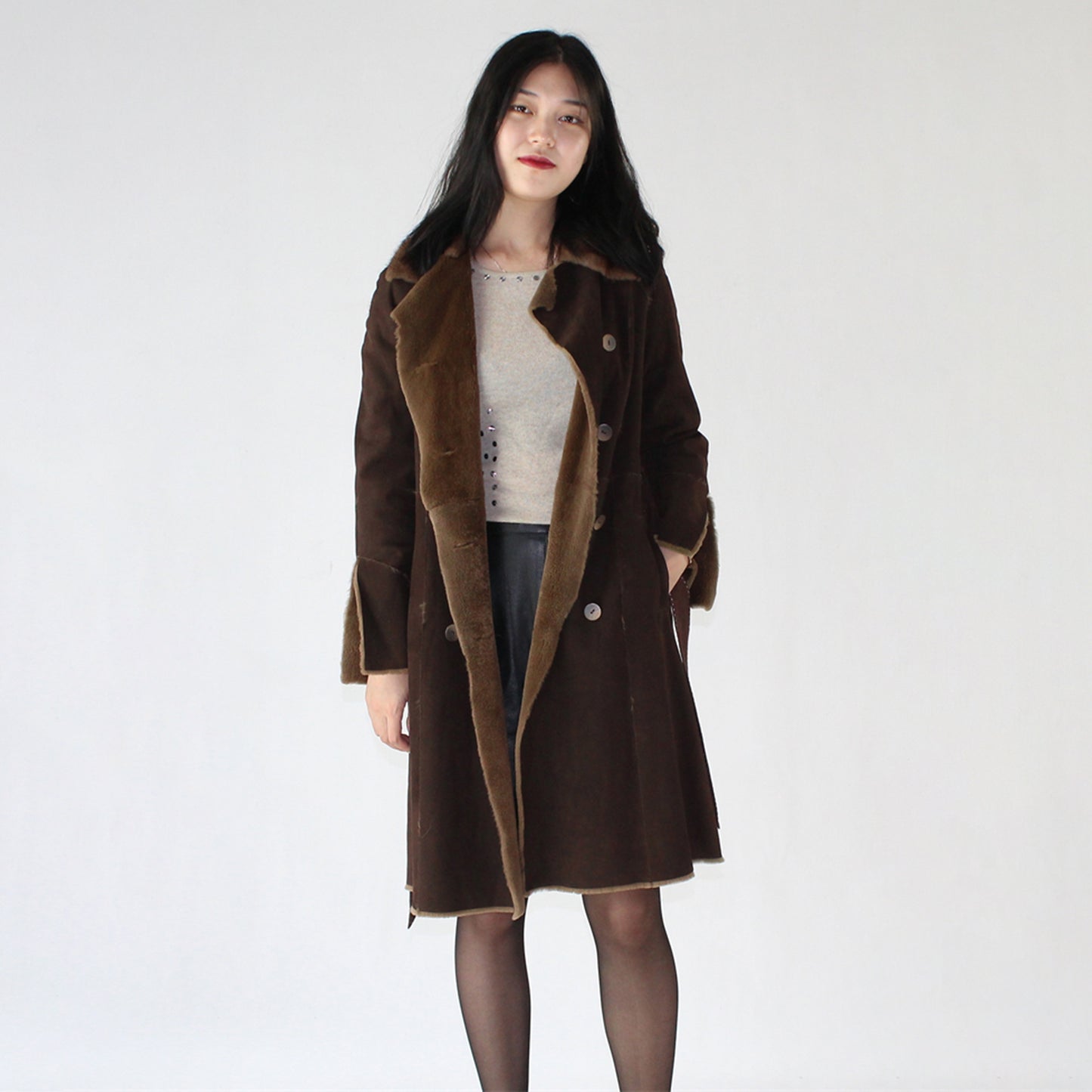 Women's suede mink coat
