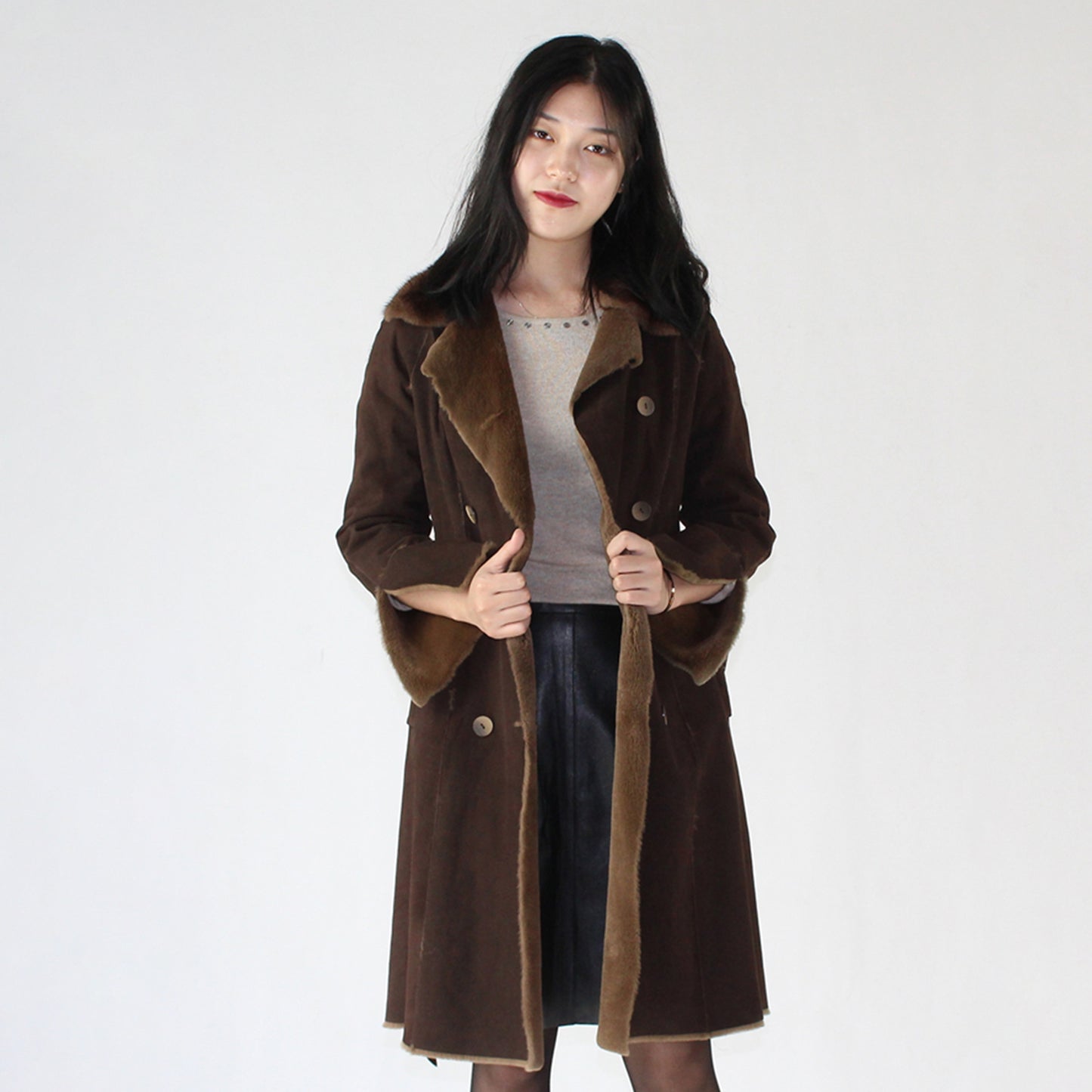 Women's suede mink coat