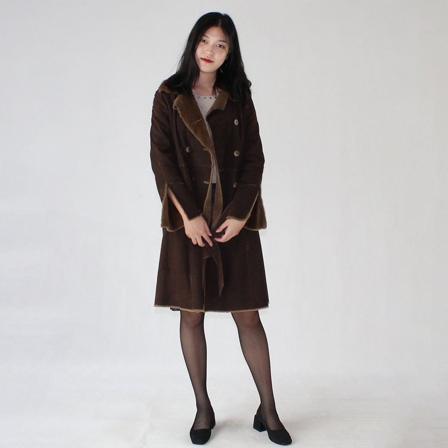 Women's suede mink coat