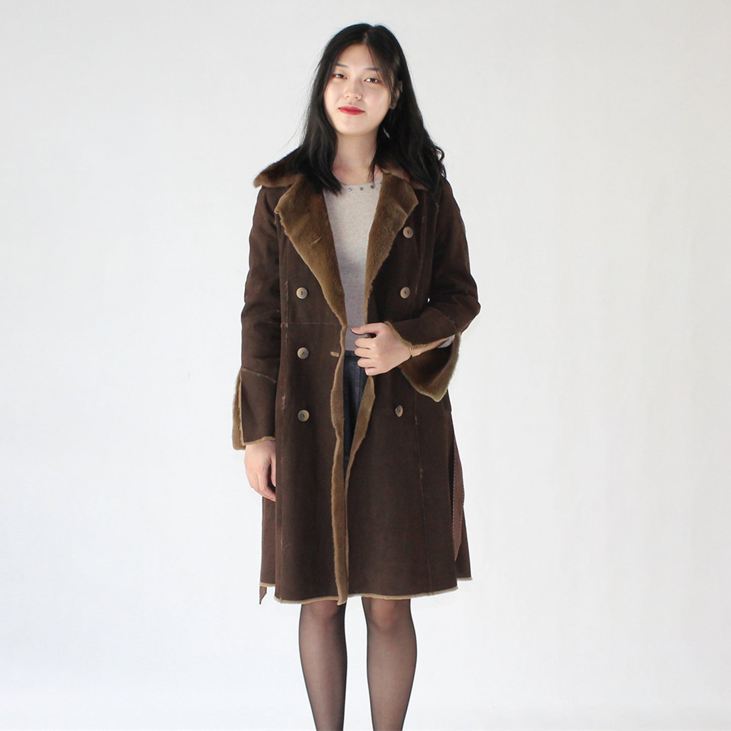 Women's suede mink coat