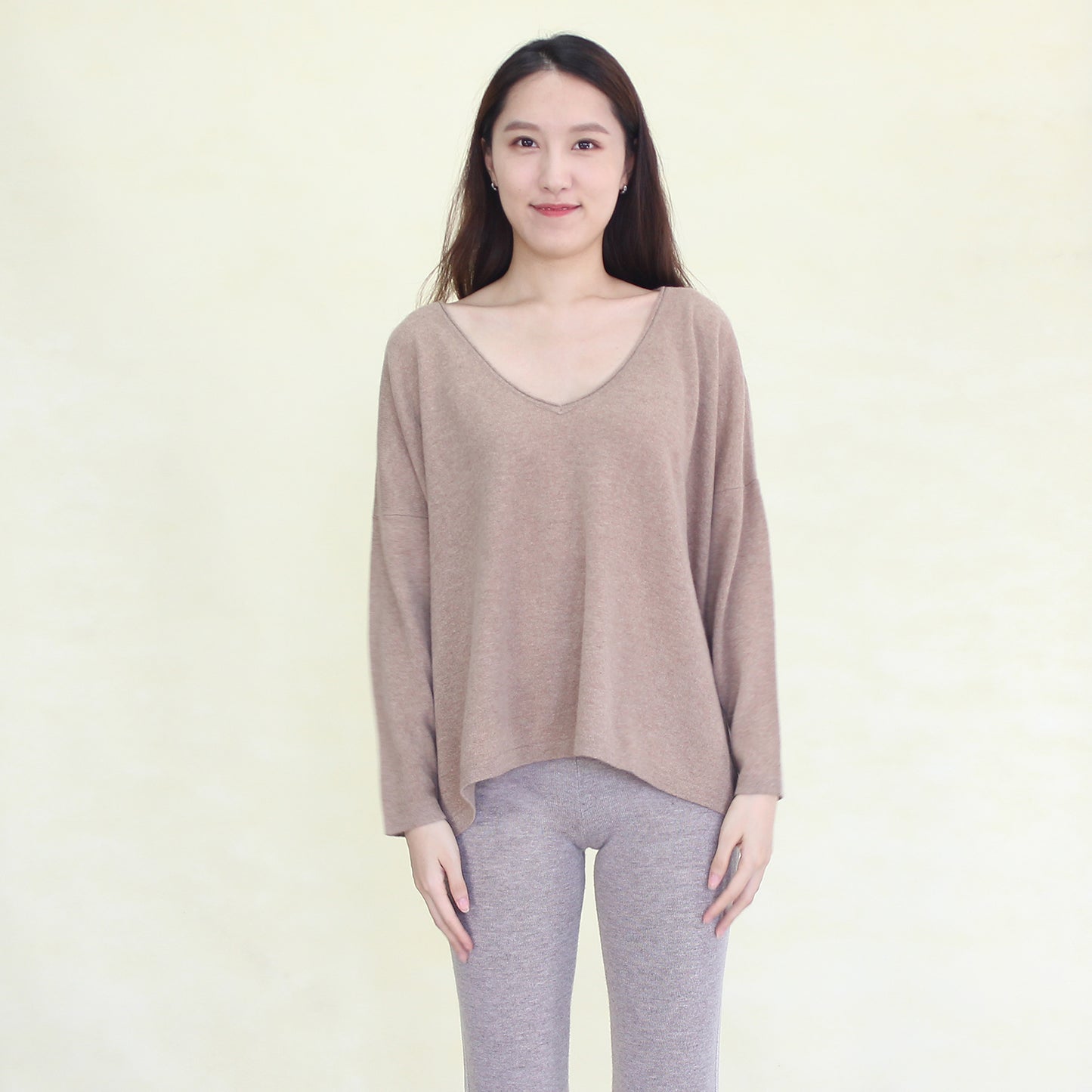Women's cashmere pullover with mink