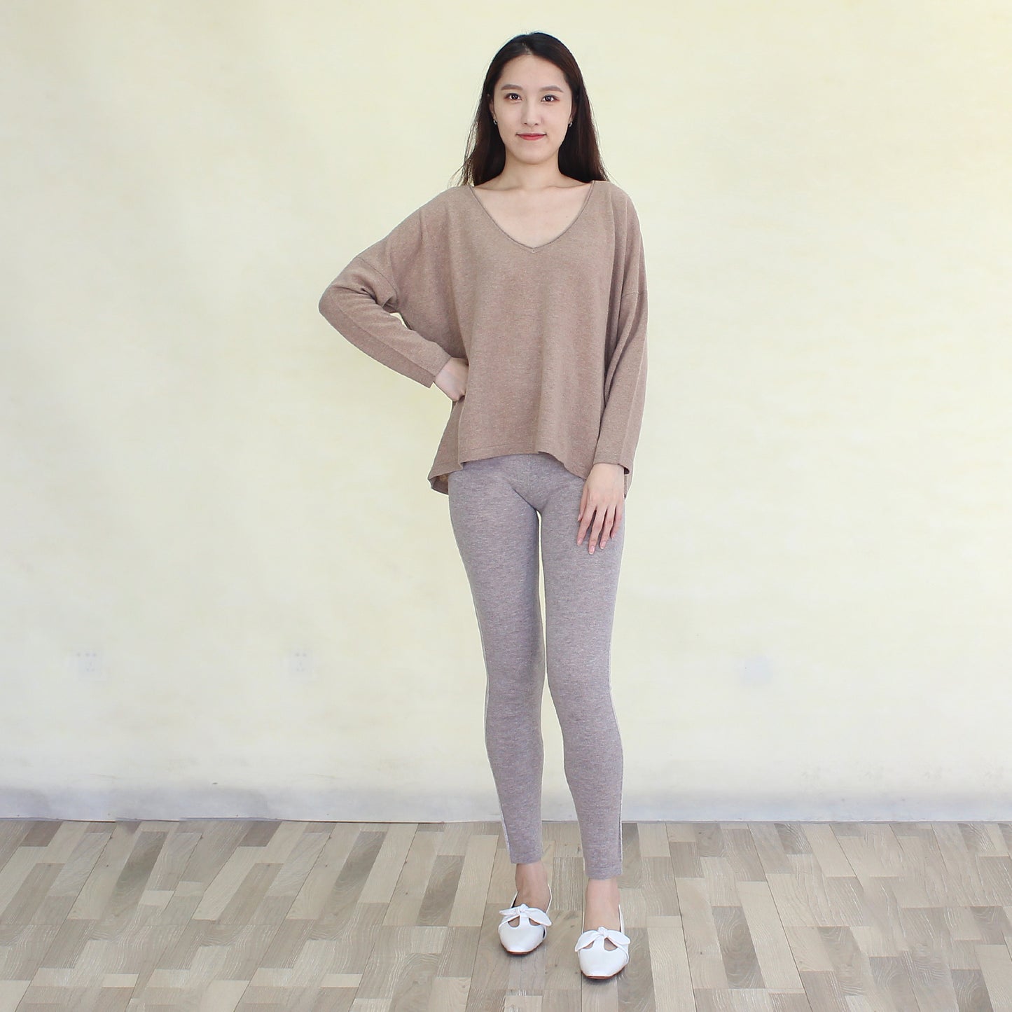 Women's cashmere pullover with mink