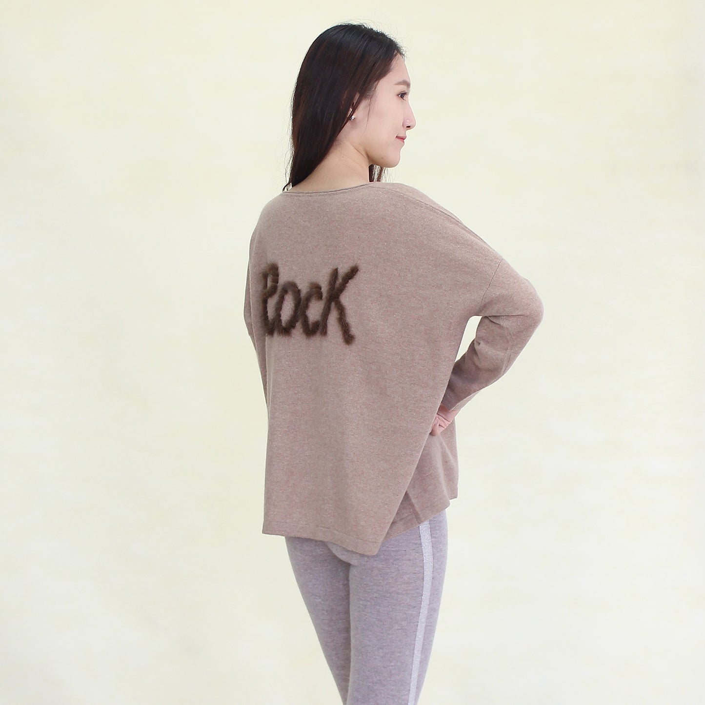 Women's cashmere pullover with mink