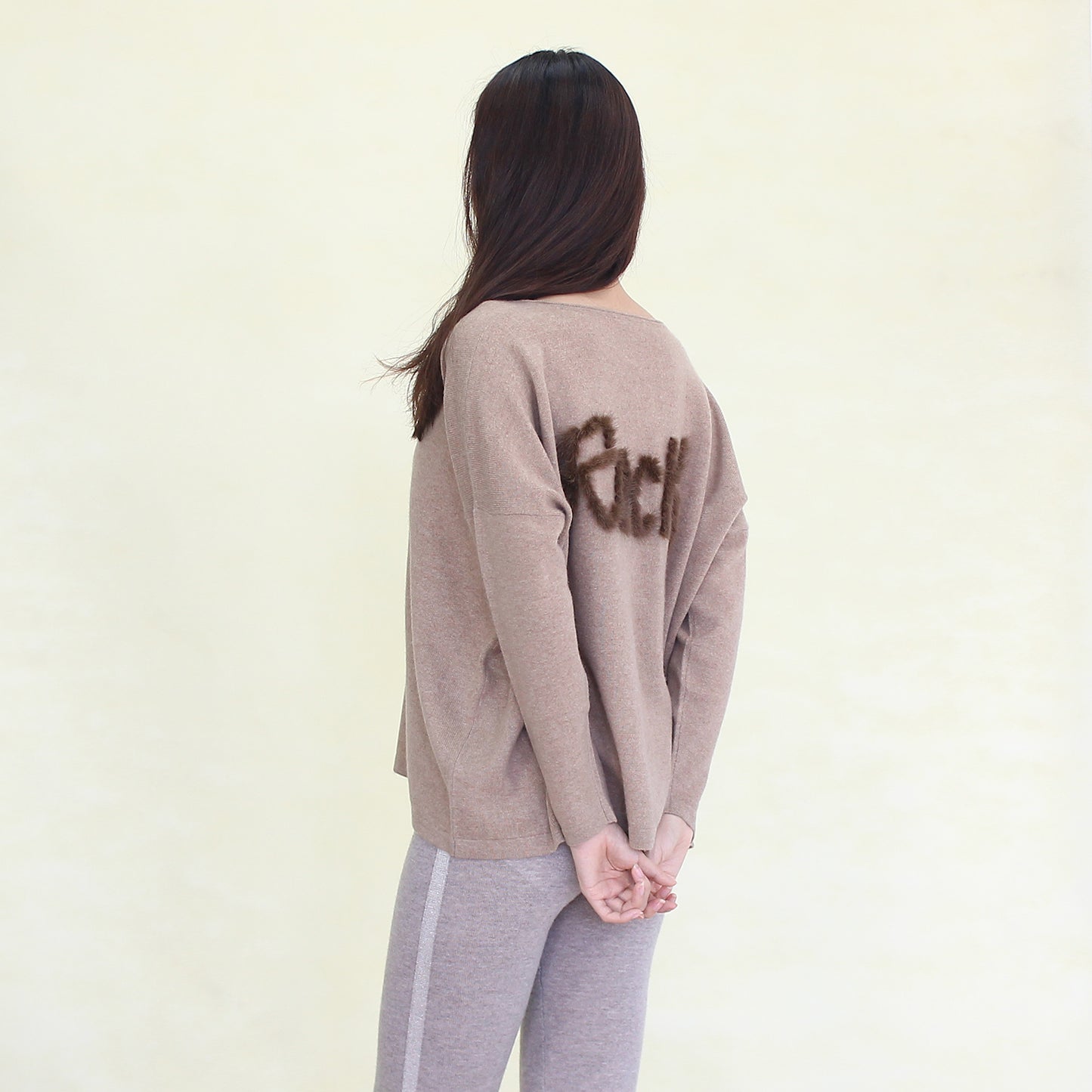 Women's cashmere pullover with mink