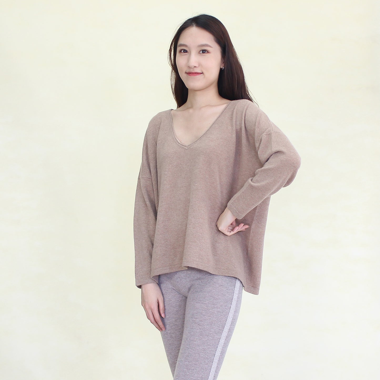 Women's cashmere pullover with mink