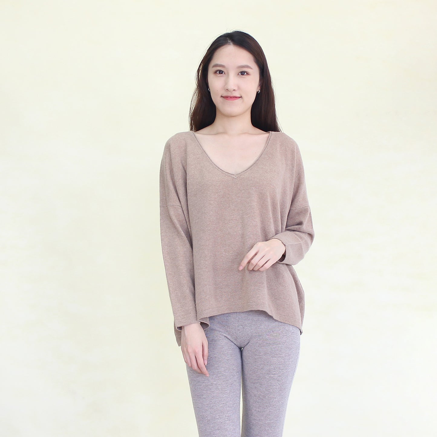 Women's cashmere pullover with mink