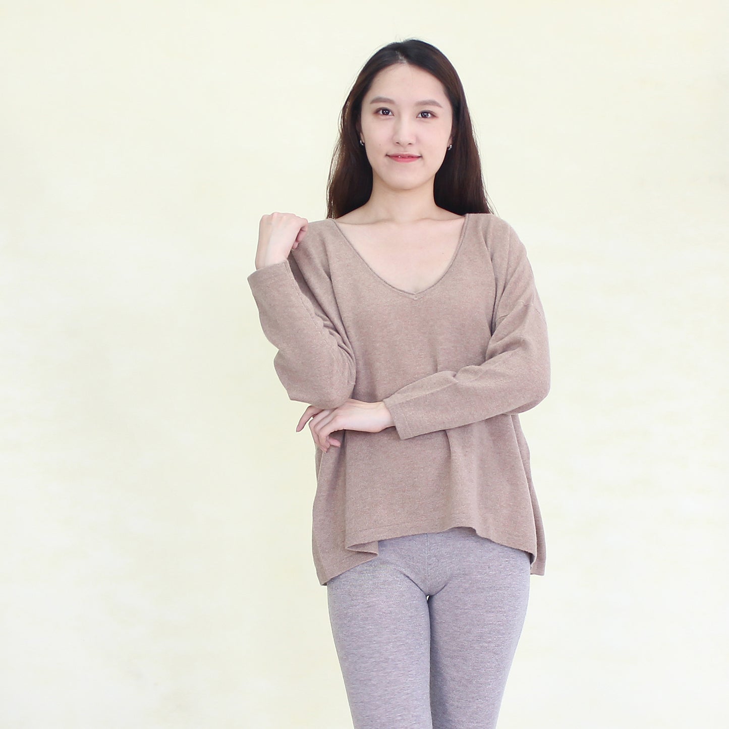 Women's cashmere pullover with mink