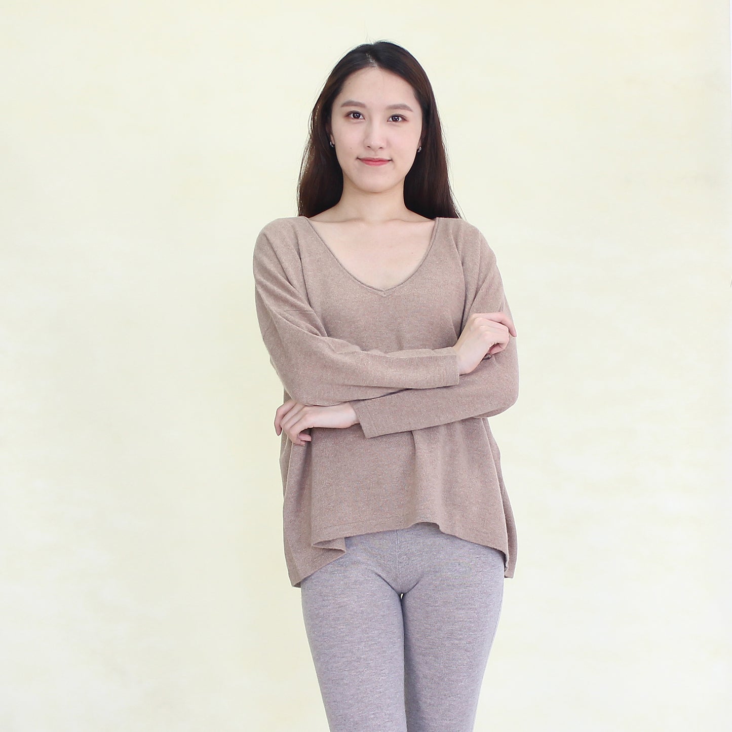 Women's cashmere pullover with mink