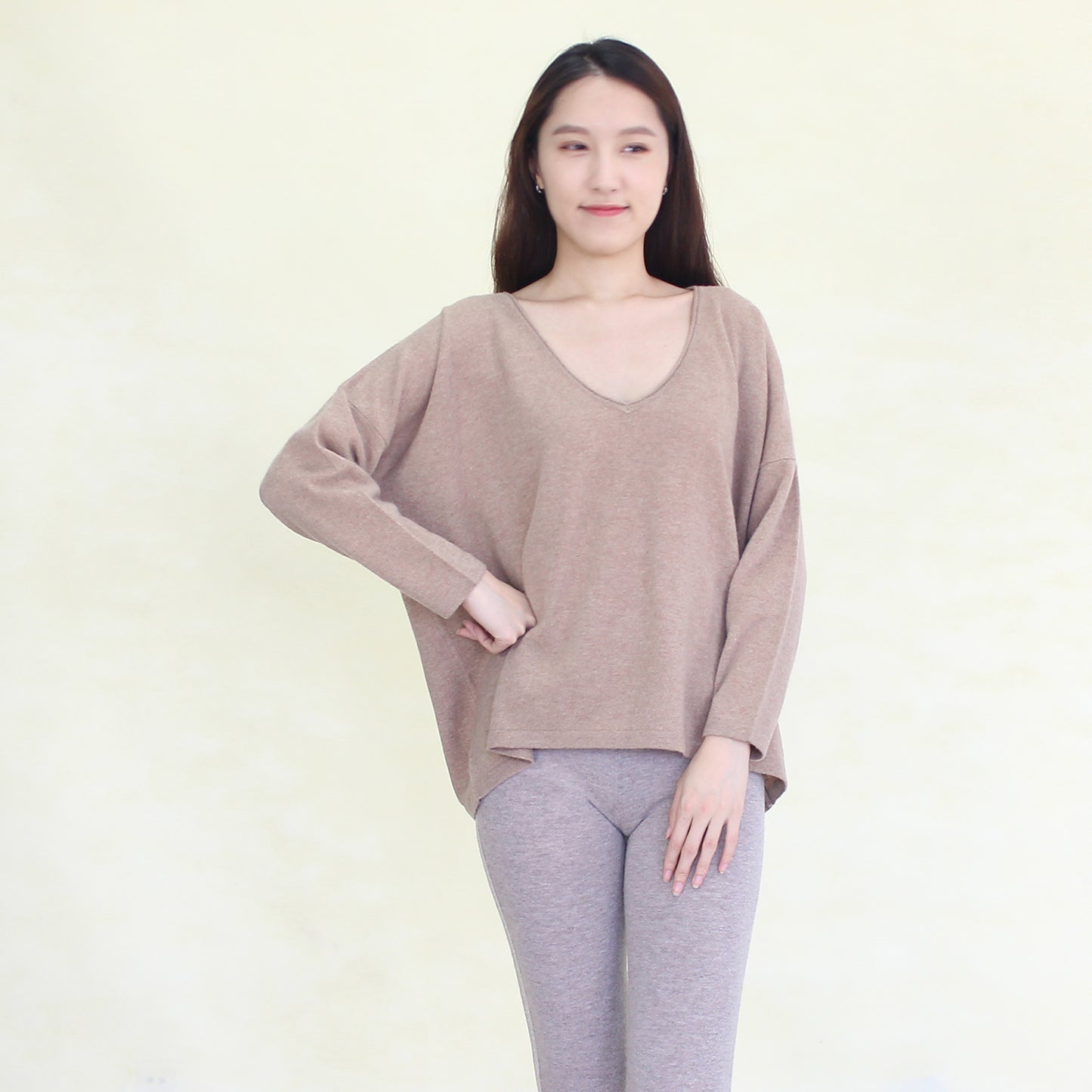 Women's cashmere pullover with mink