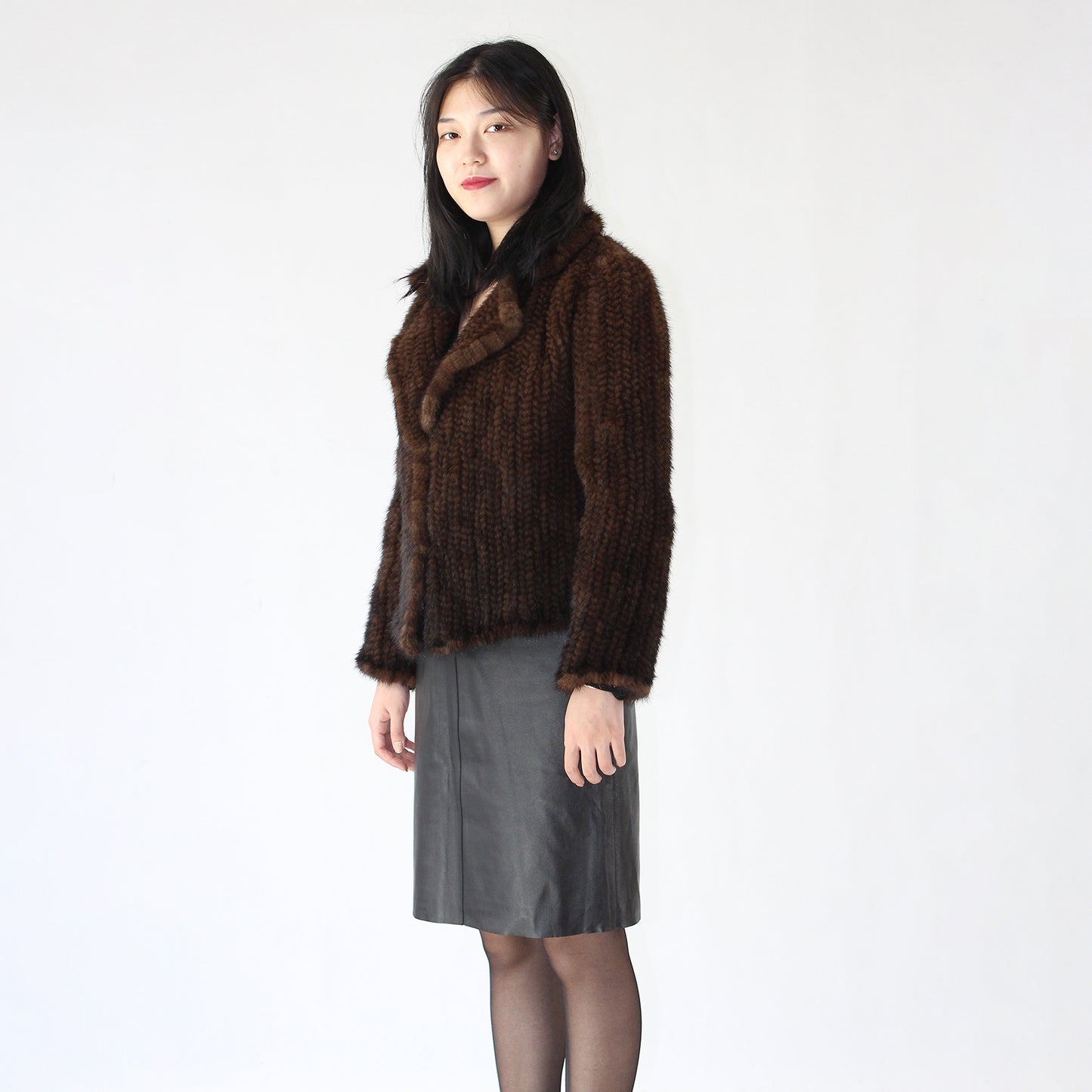 Women's knitted mink jacket