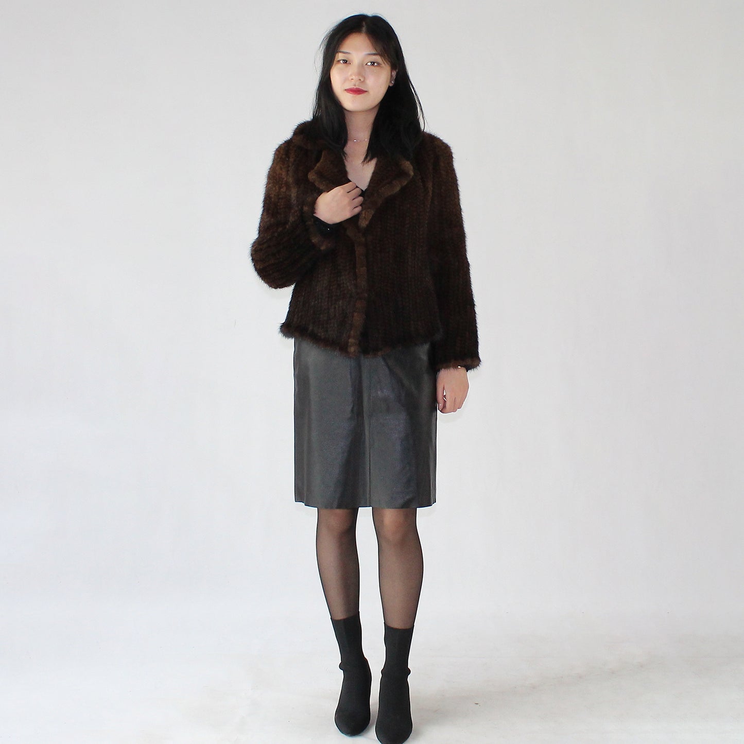 Women's knitted mink jacket
