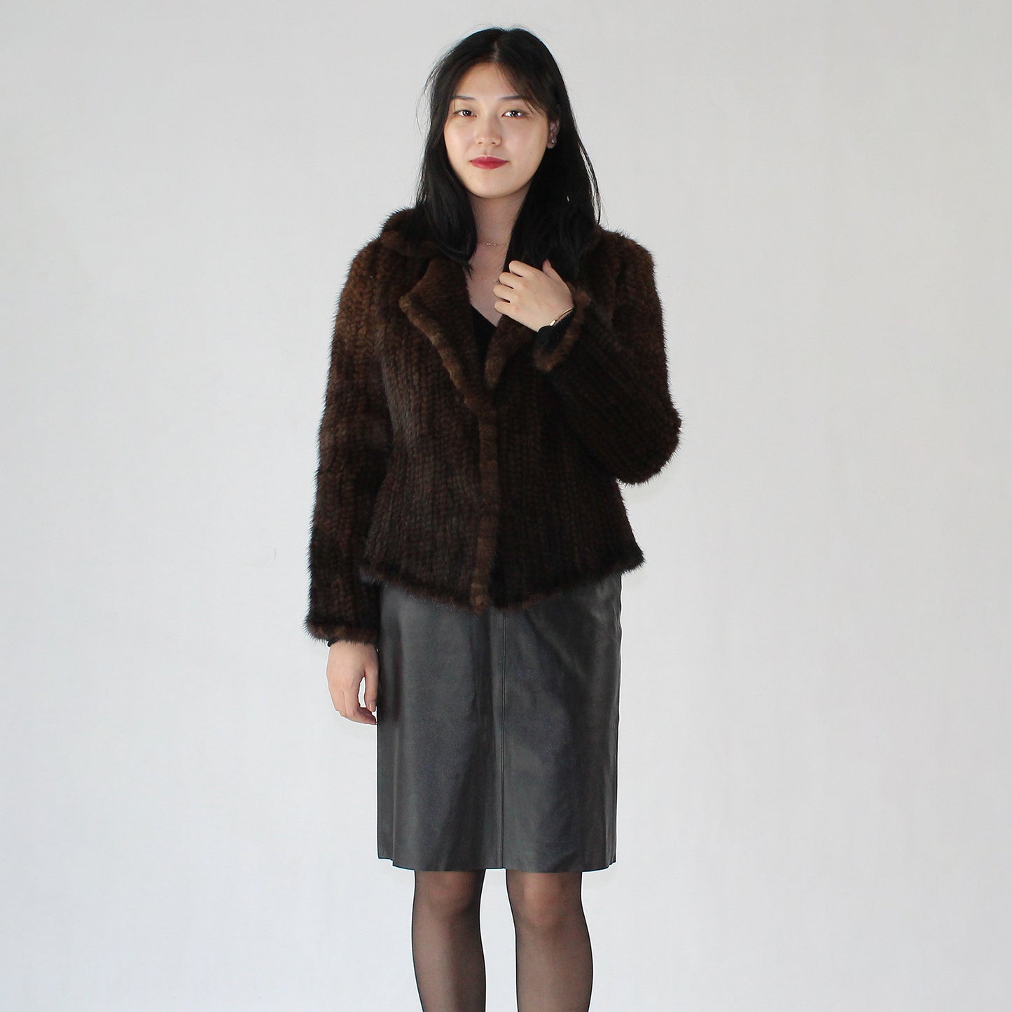 Women's knitted mink jacket