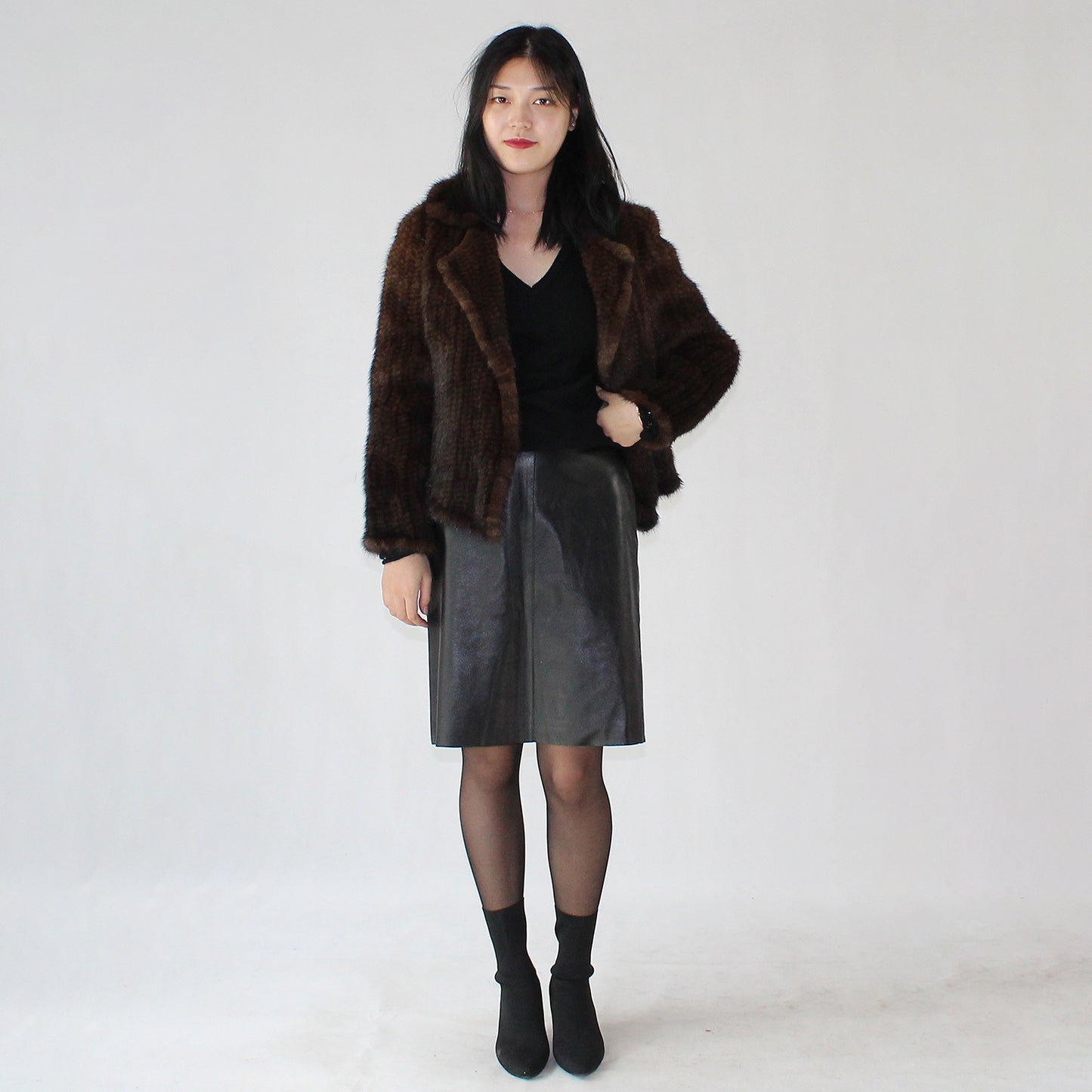 Women's knitted mink jacket