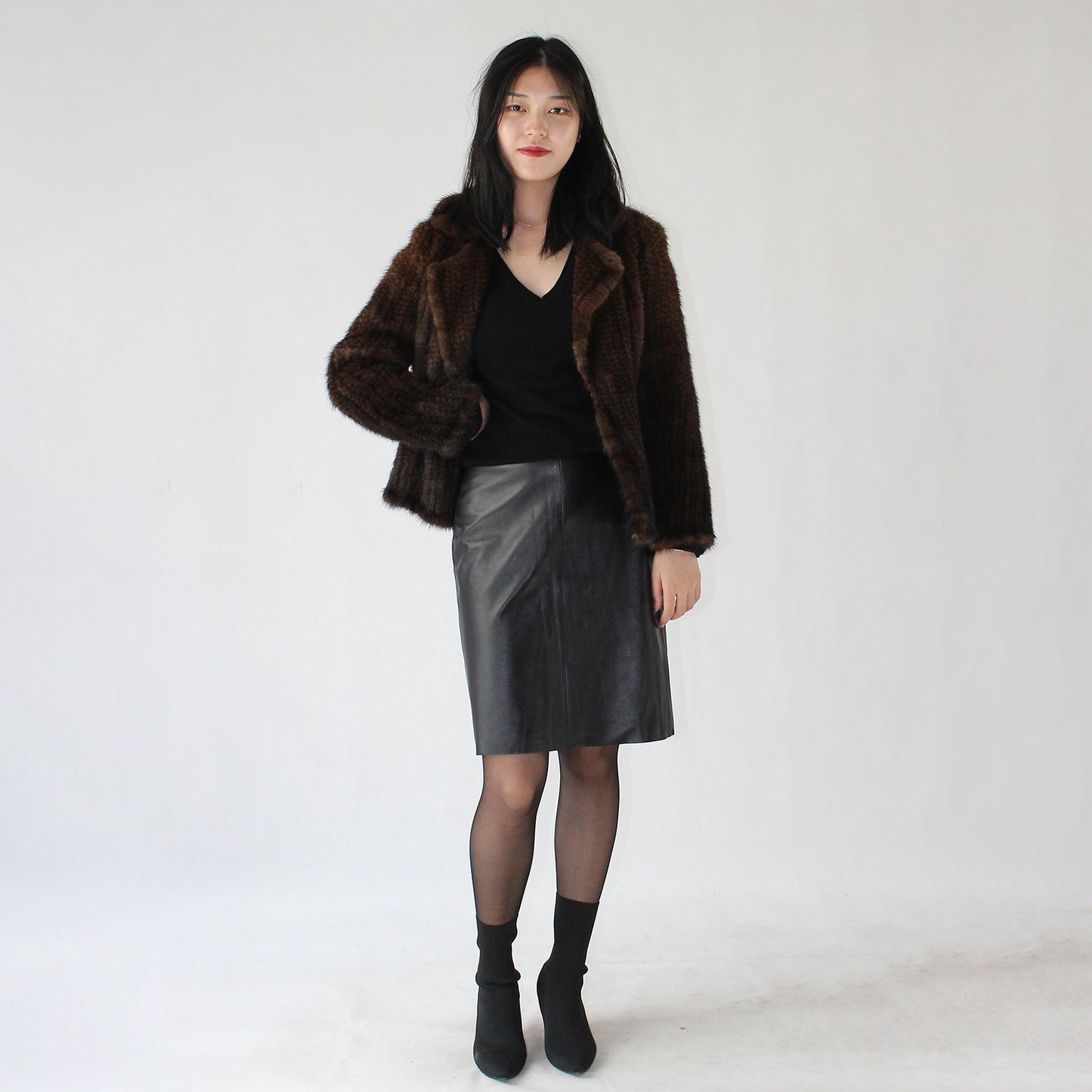 Women's knitted mink jacket