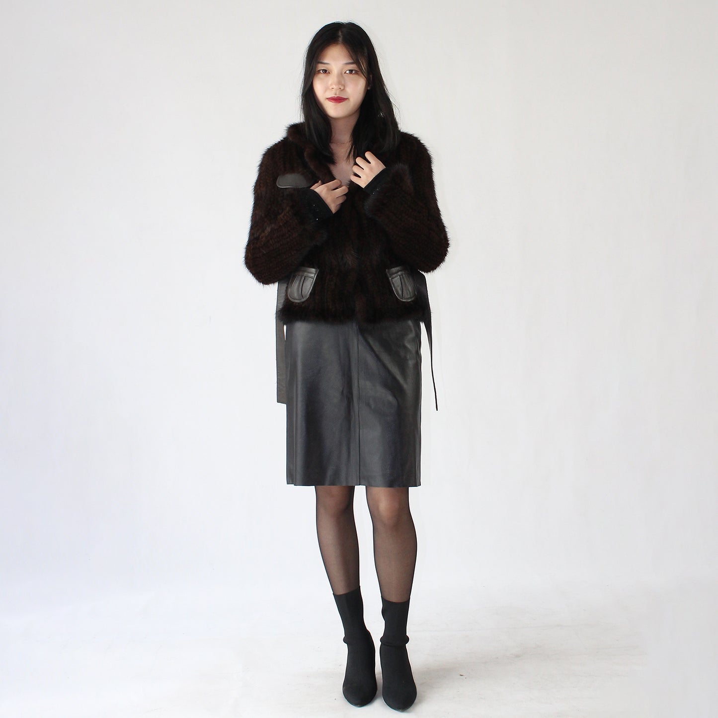Women's knitted mink jacket
