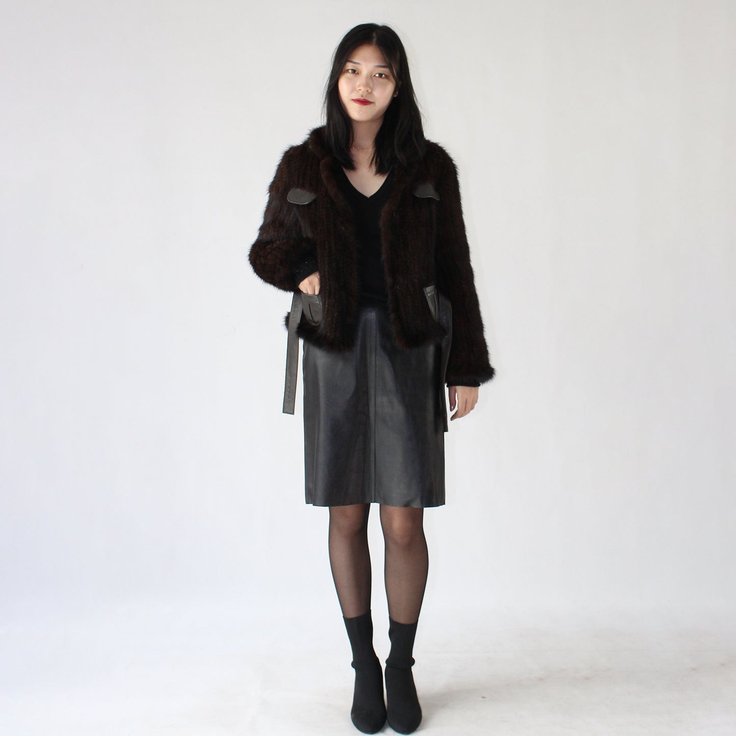 Women's knitted mink jacket