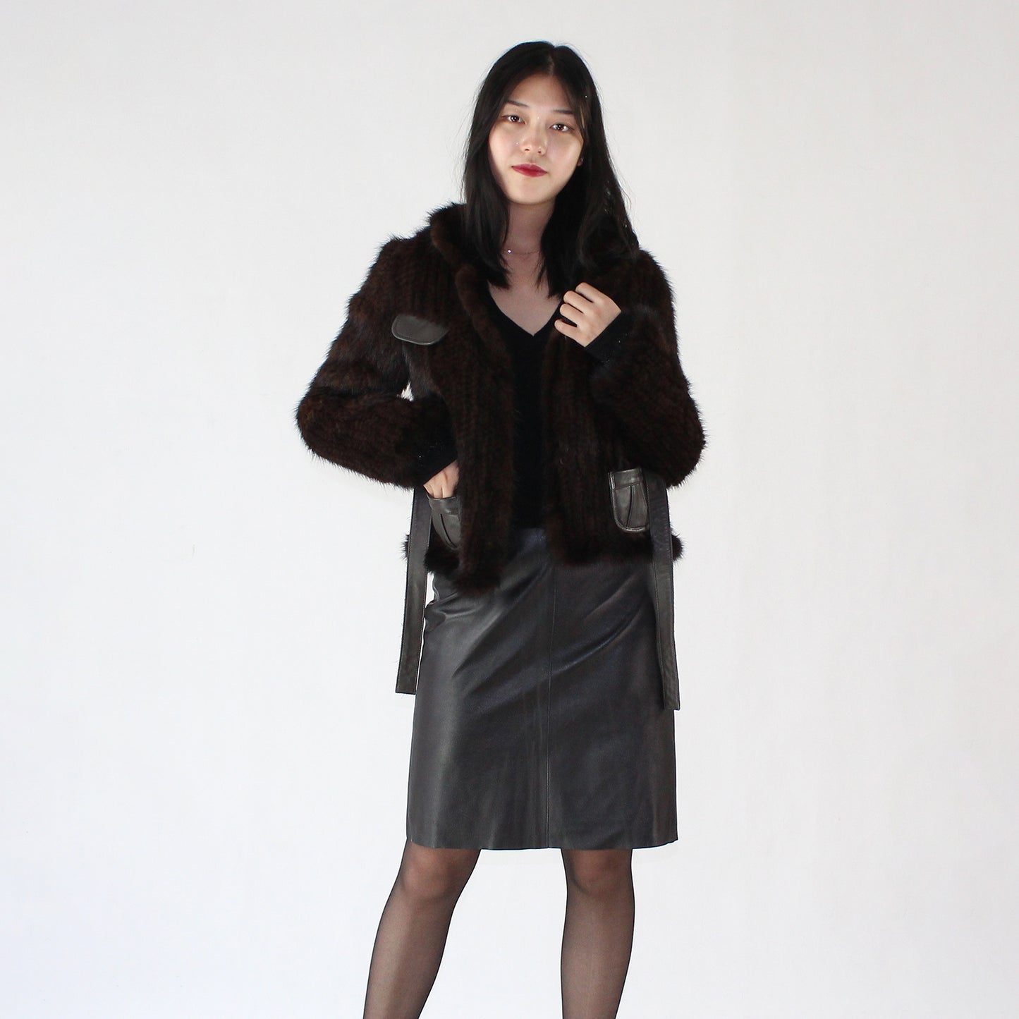 Women's knitted mink jacket