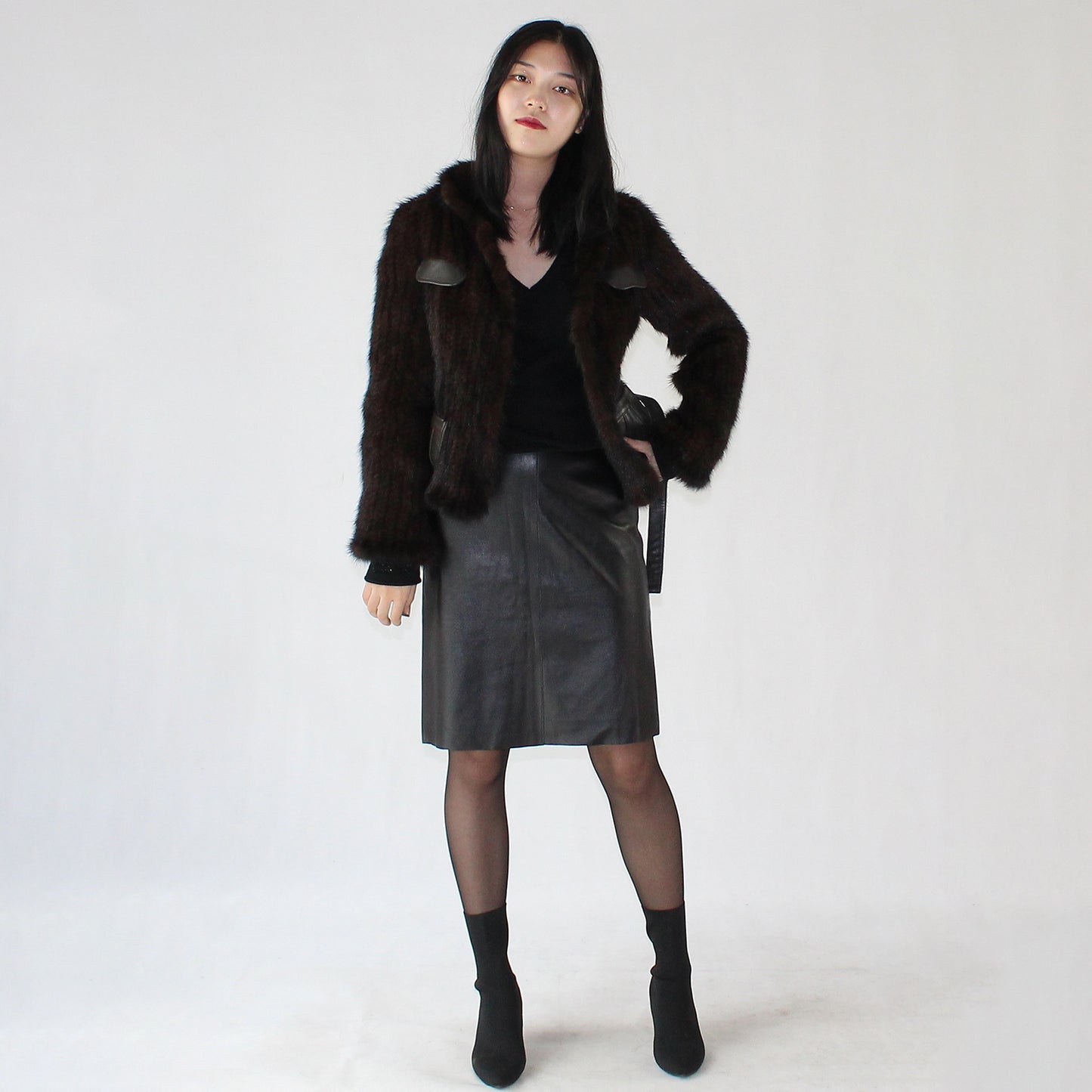Women's knitted mink jacket