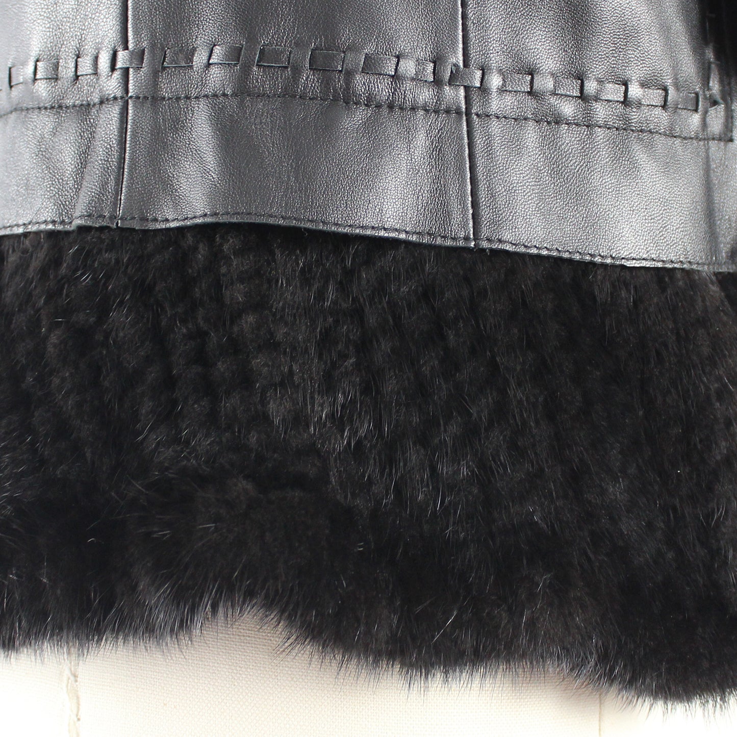 Women's smooth soft sheepskin top and skirt