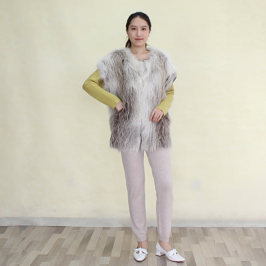 Women's fox fur vest with cashmere lining