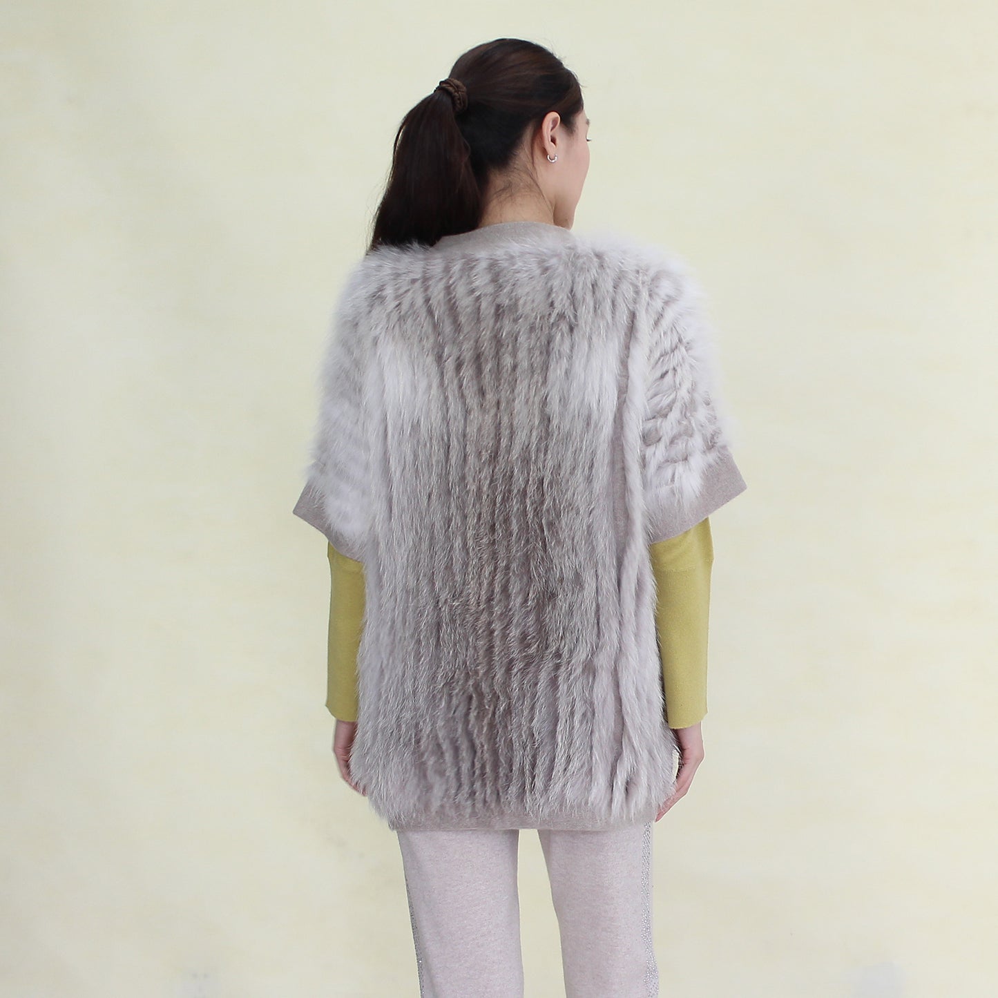 Women's cashmere cardigan with fox fur
