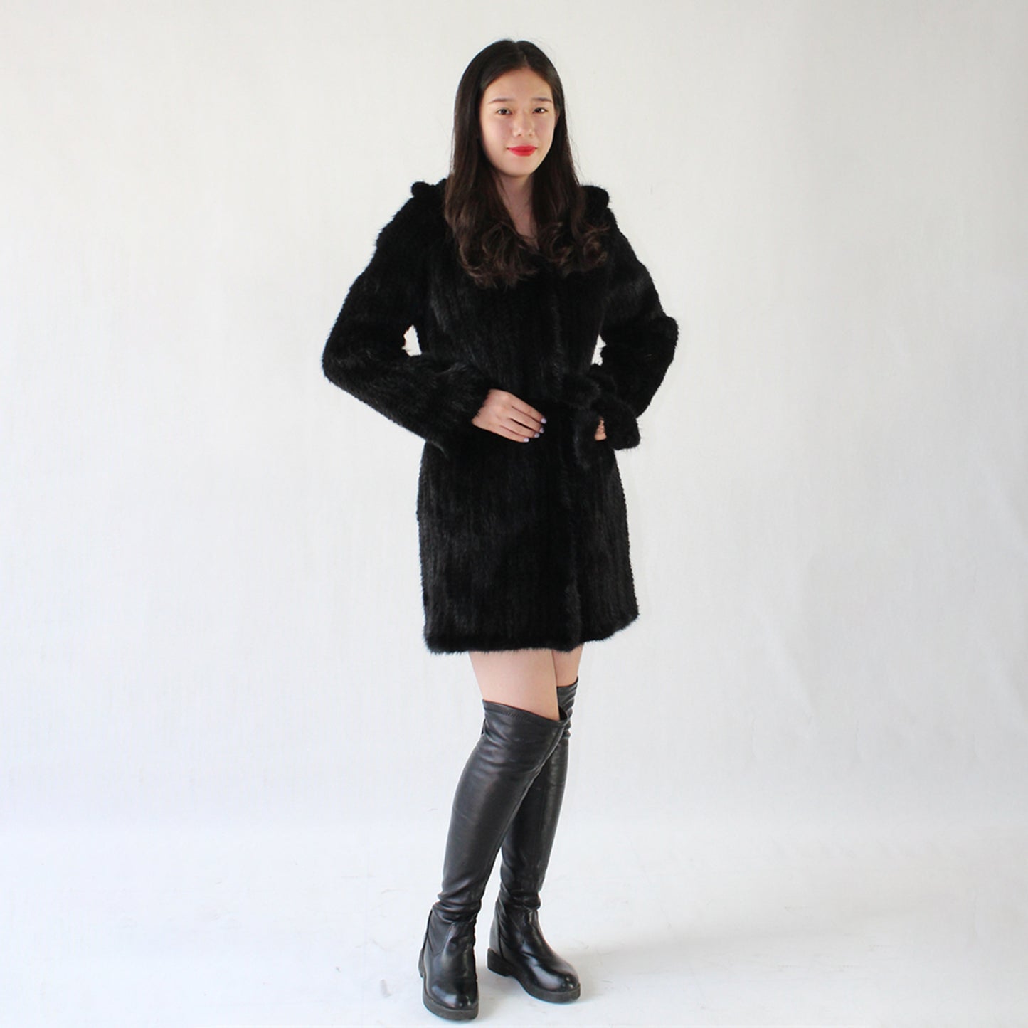 Women's knitted mink coat