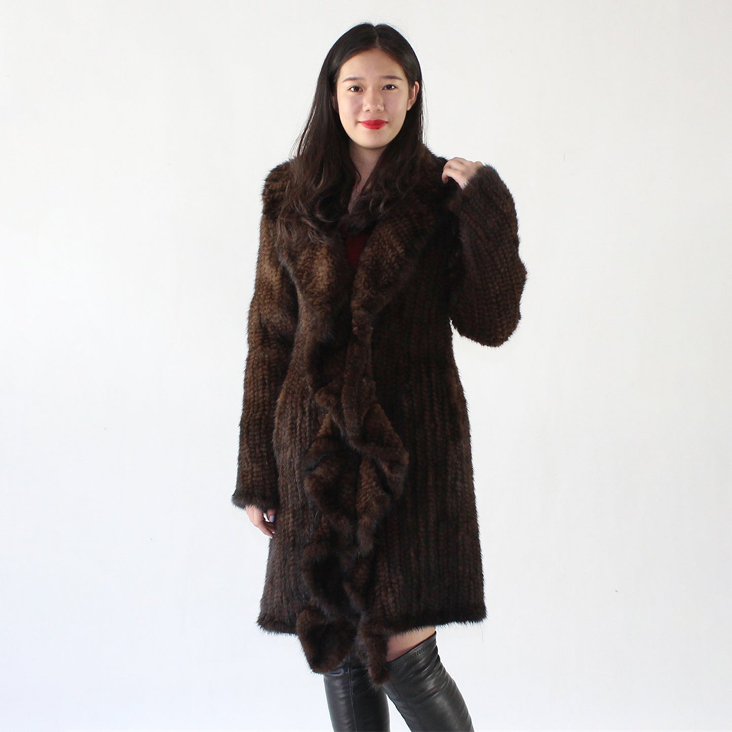 Women's knitted mink coat