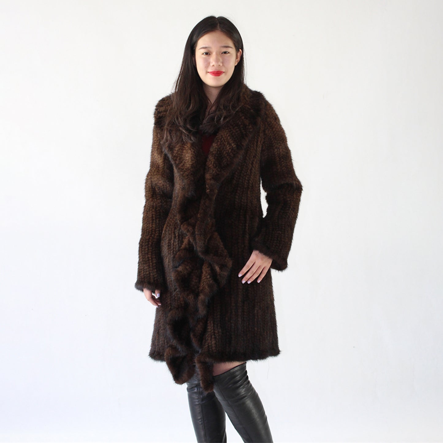 Women's knitted mink coat