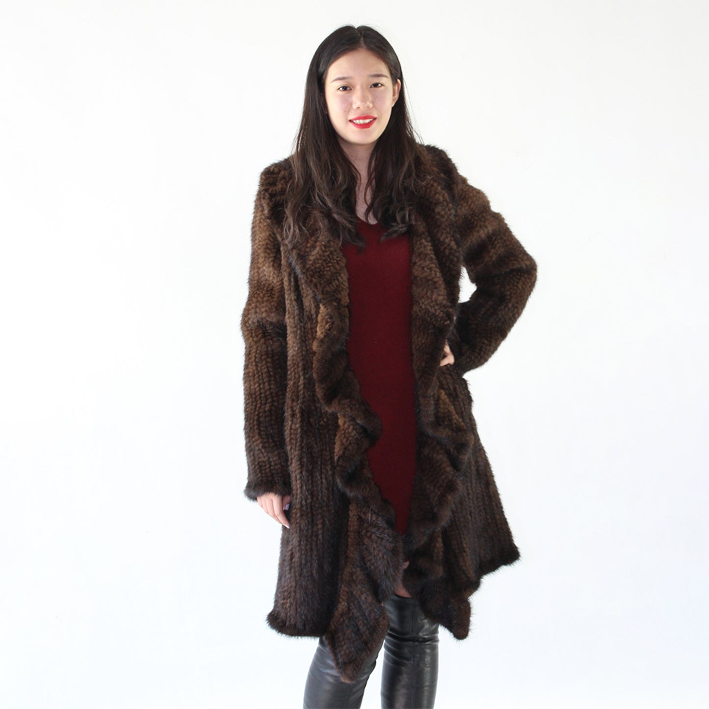 Women's knitted mink coat