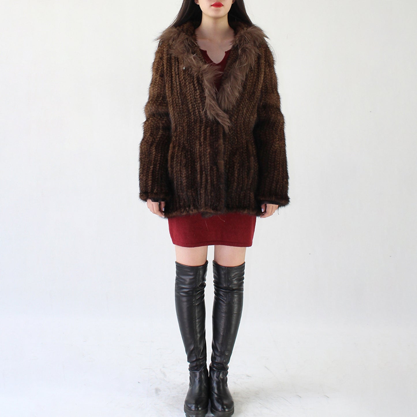 Women's knitted mink jacket