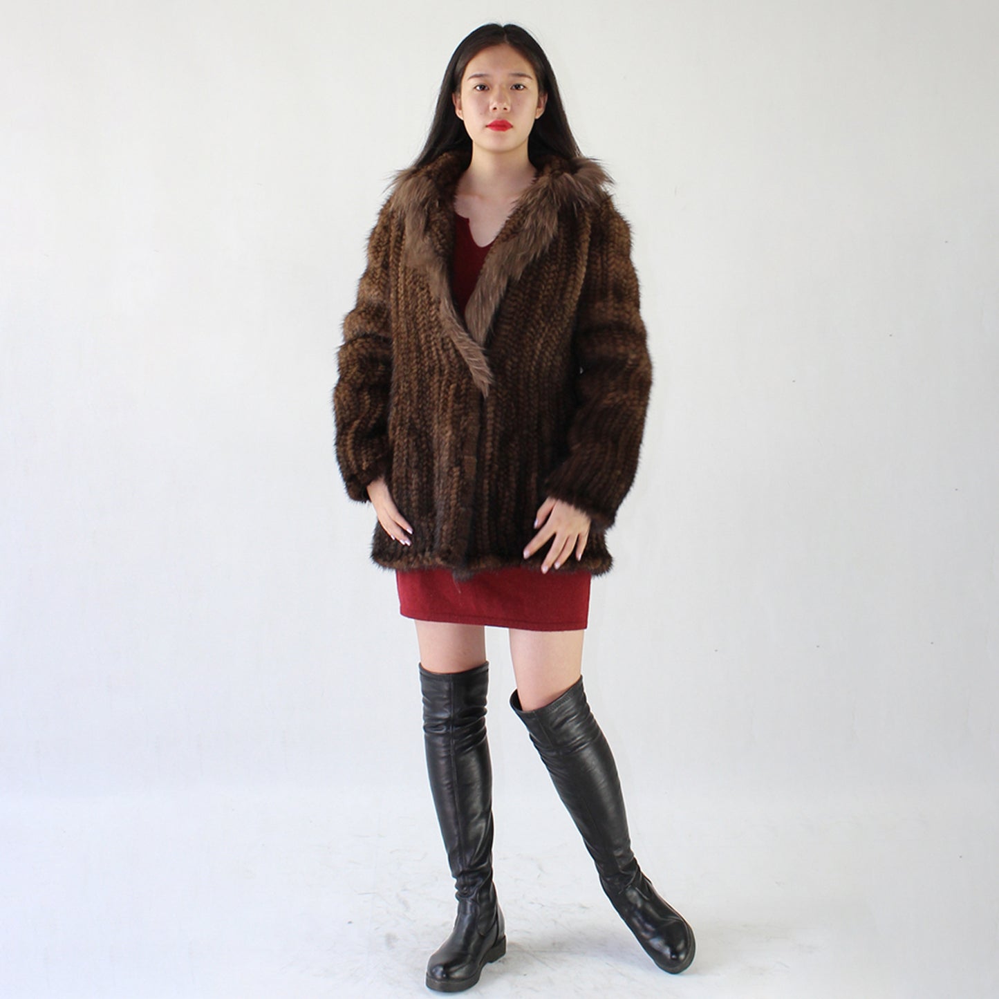 Women's knitted mink jacket