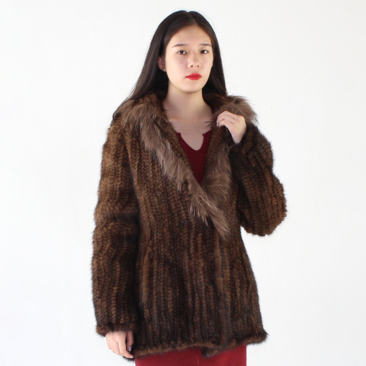 Women's knitted mink jacket