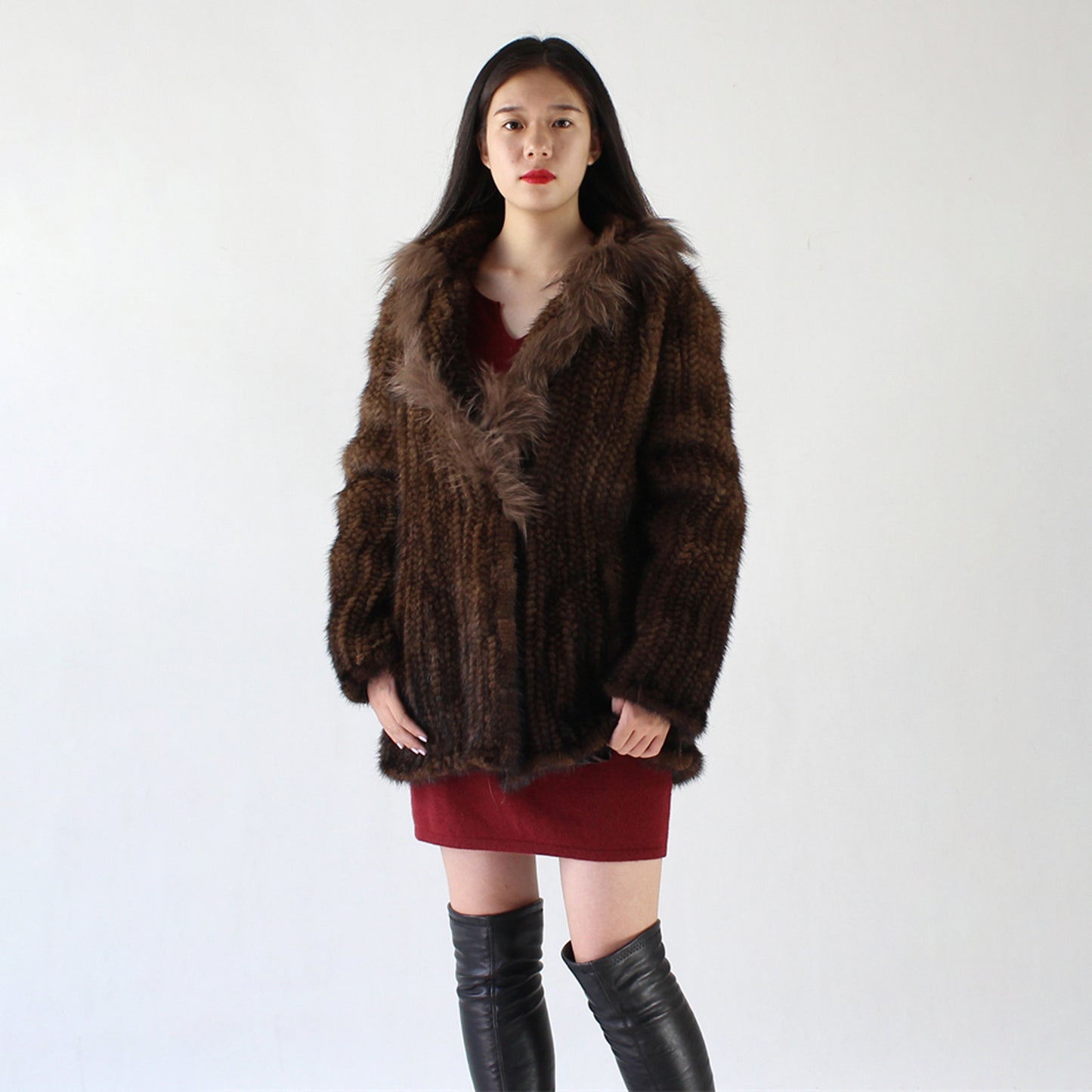 Women's knitted mink jacket