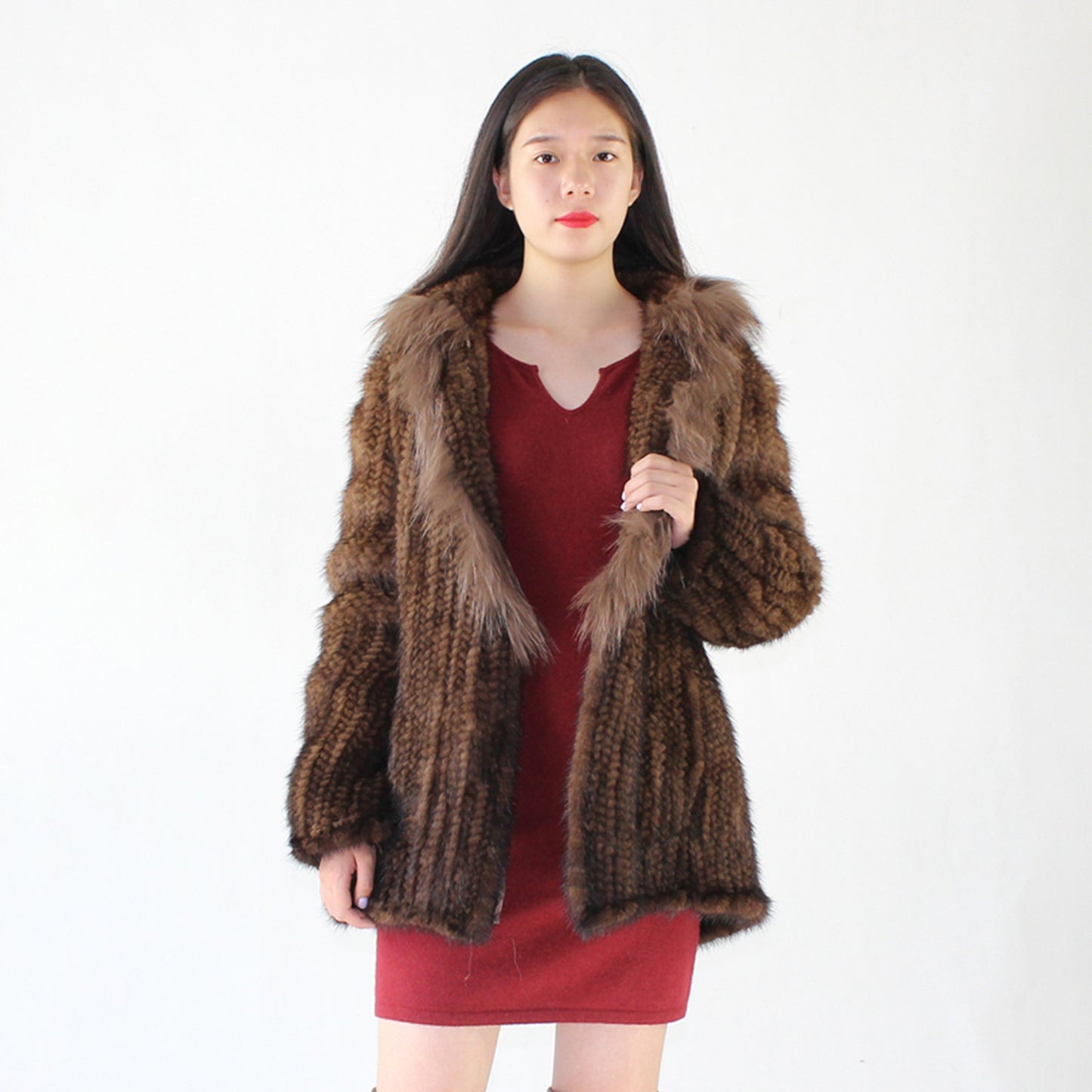 Women's knitted mink jacket