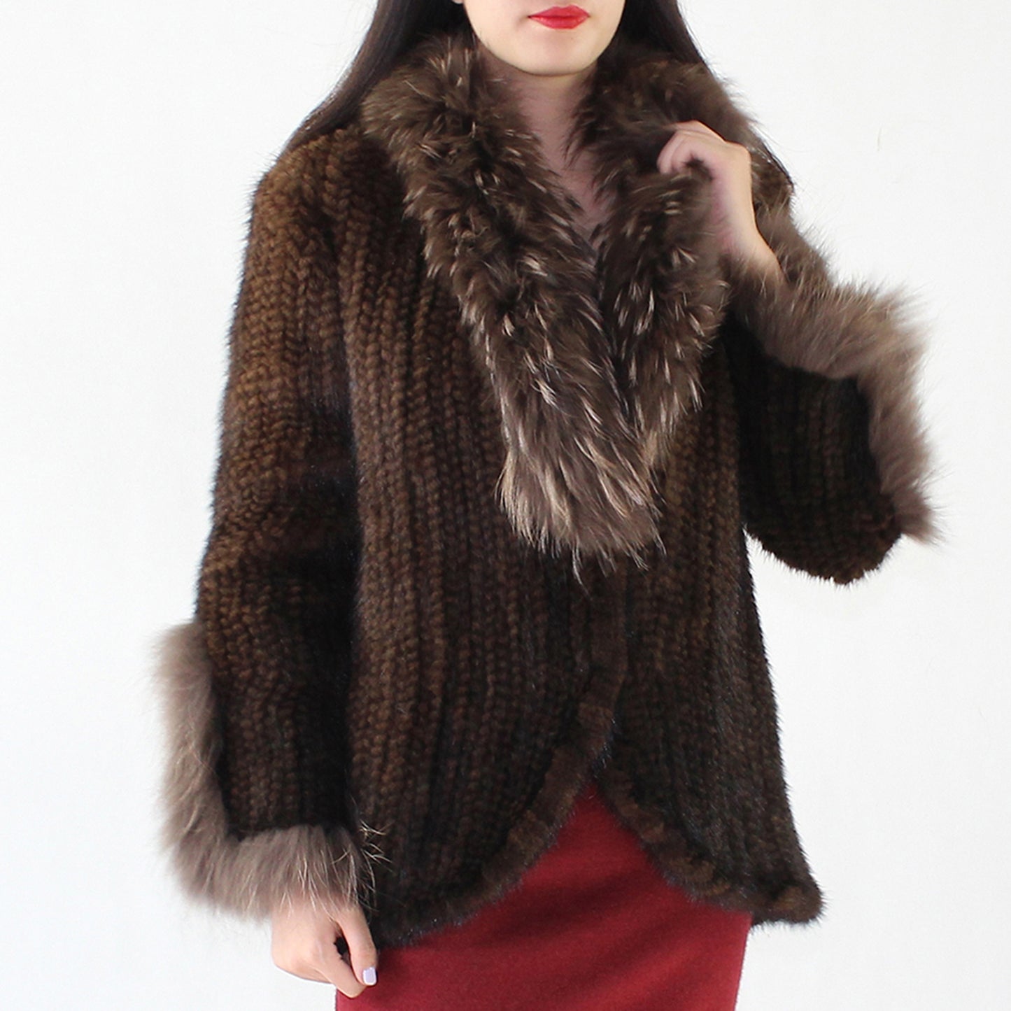 Women's knitted mink jacket