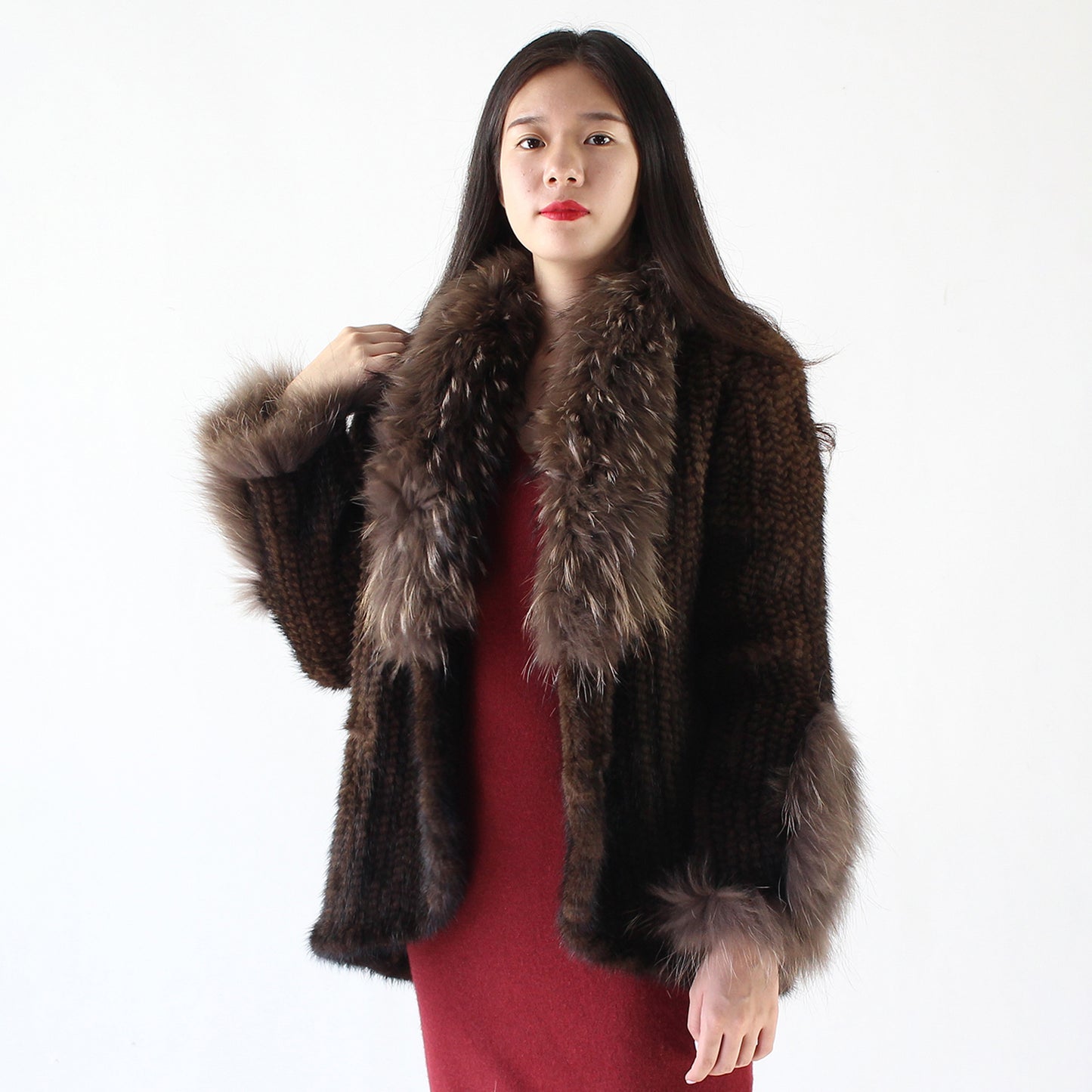 Women's knitted mink jacket