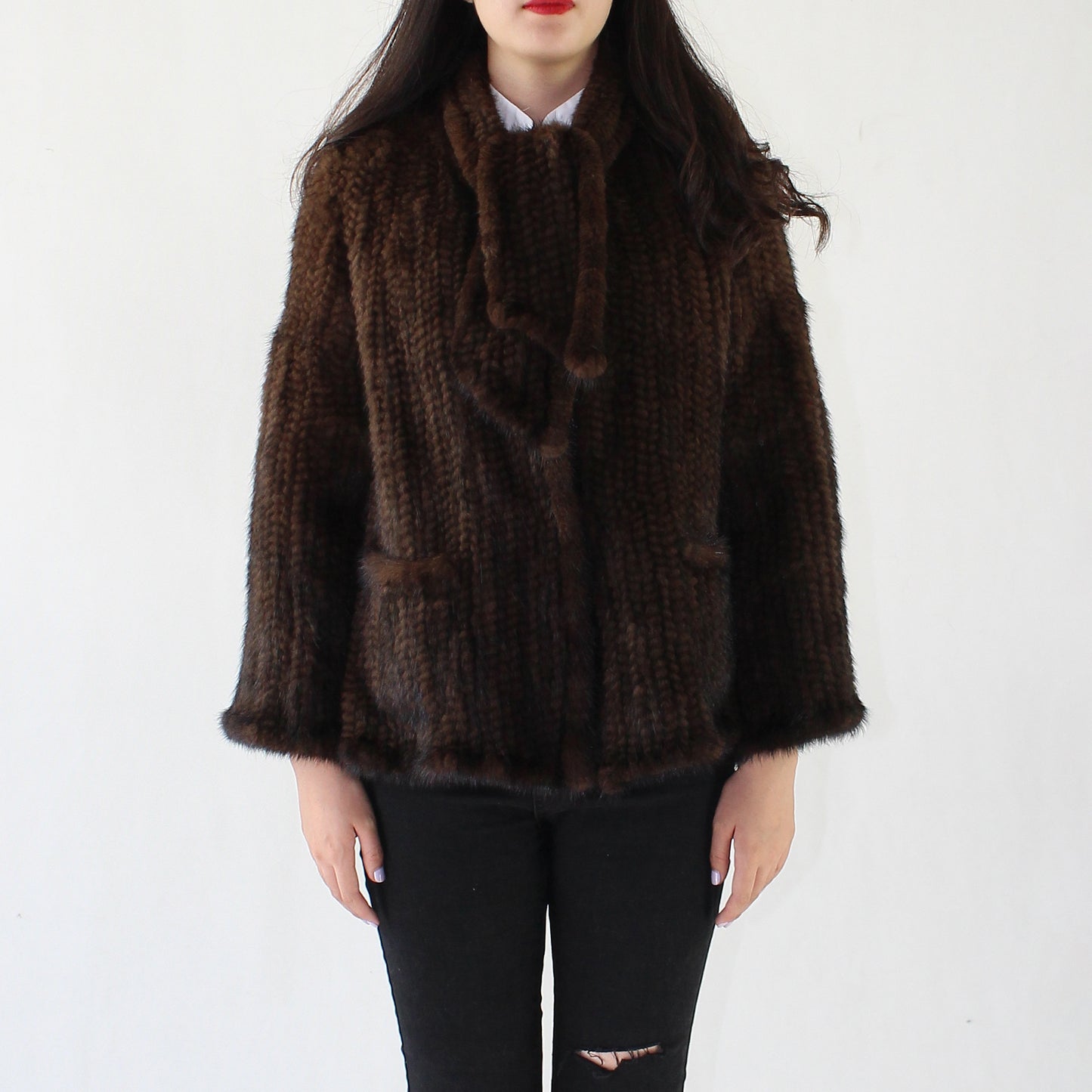 Women's knitted mink jacket