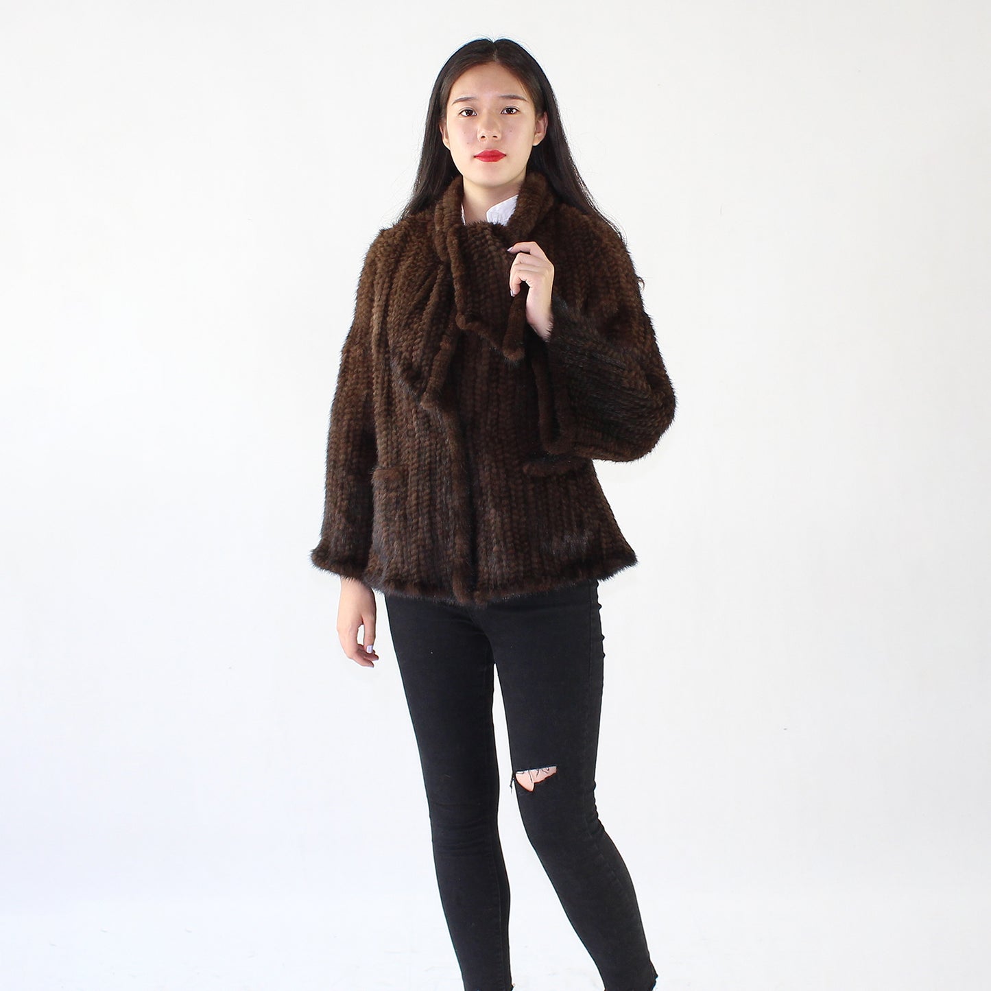 Women's knitted mink jacket