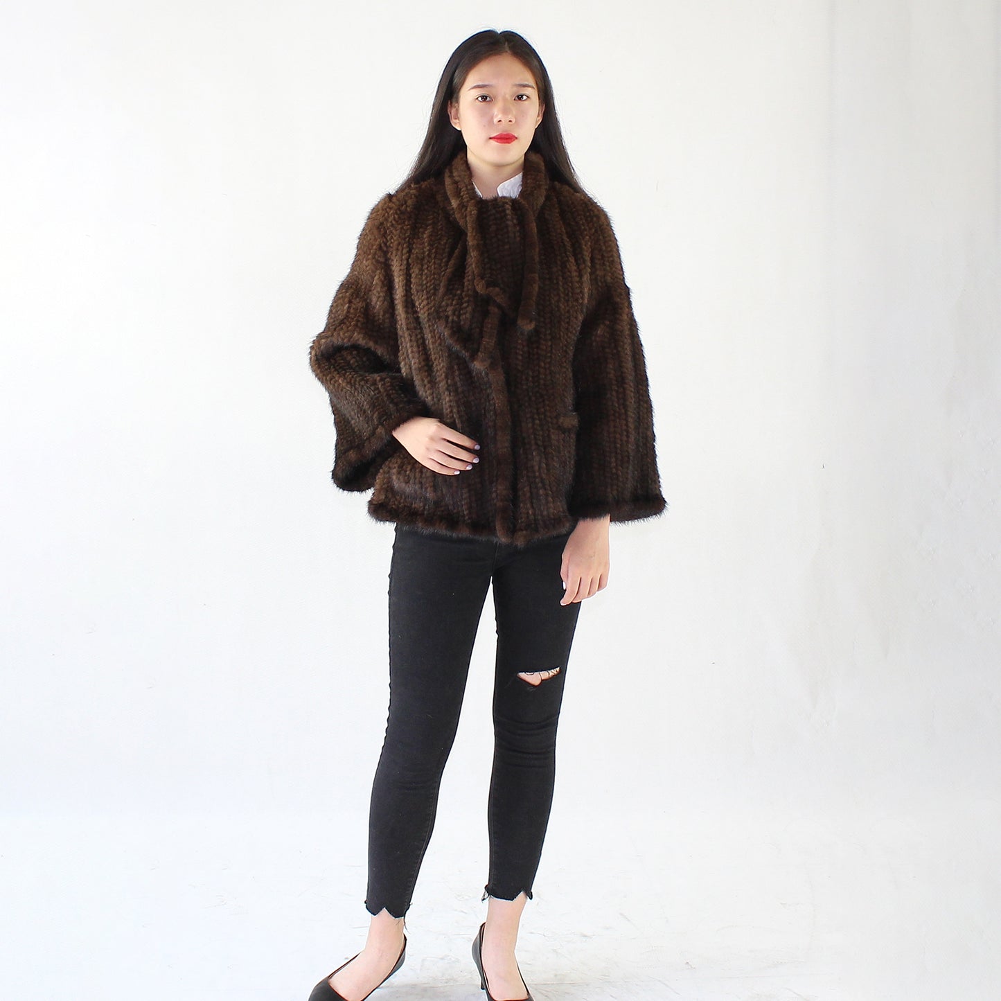 Women's knitted mink jacket
