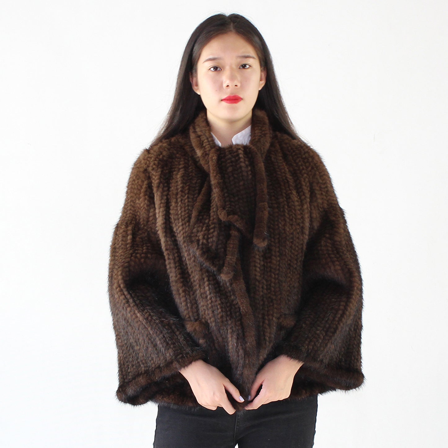 Women's knitted mink jacket