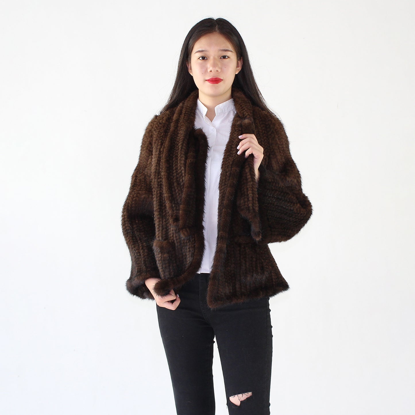 Women's knitted mink jacket