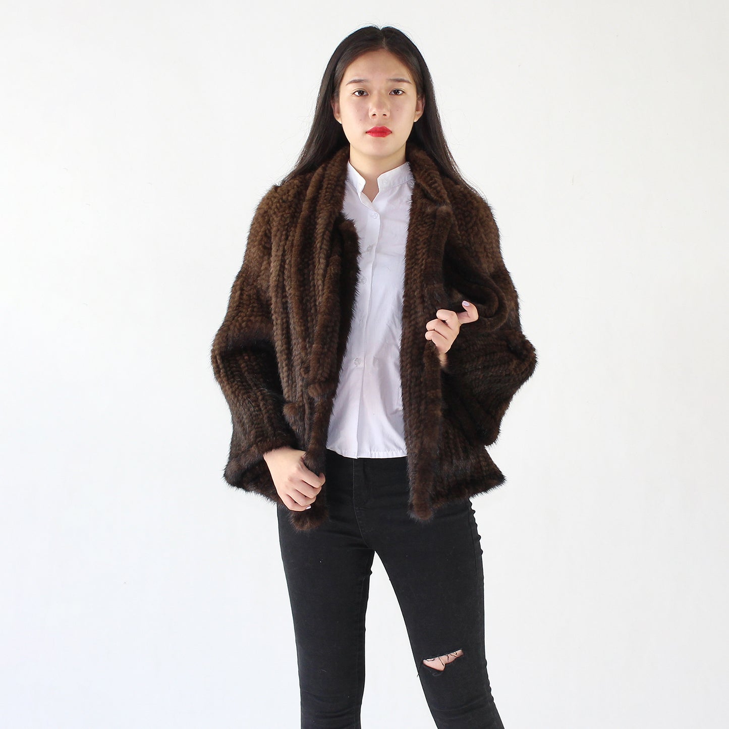 Women's knitted mink jacket