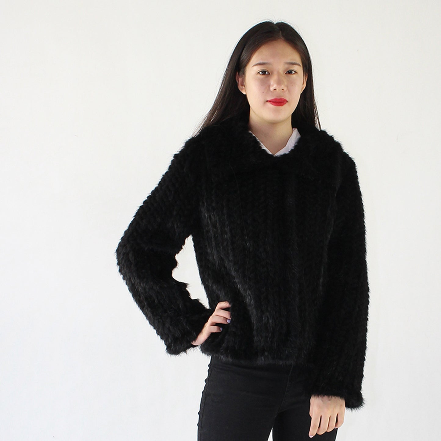 Women's knitted mink jacket