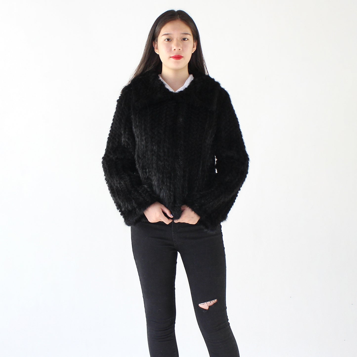 Women's knitted mink jacket
