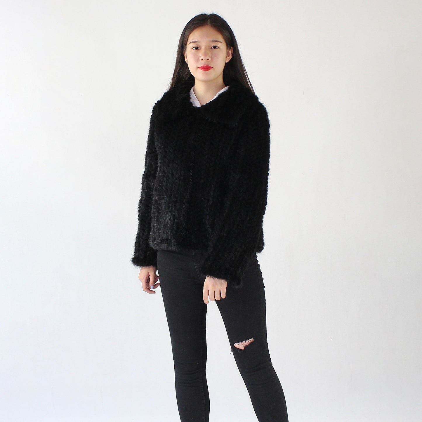 Women's knitted mink jacket