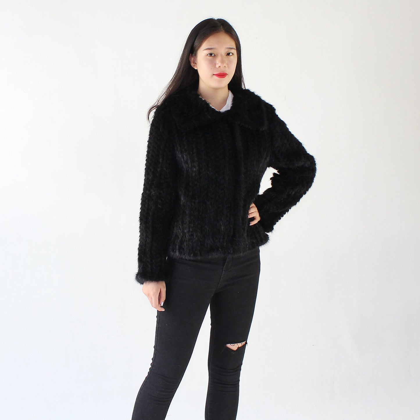 Women's knitted mink jacket