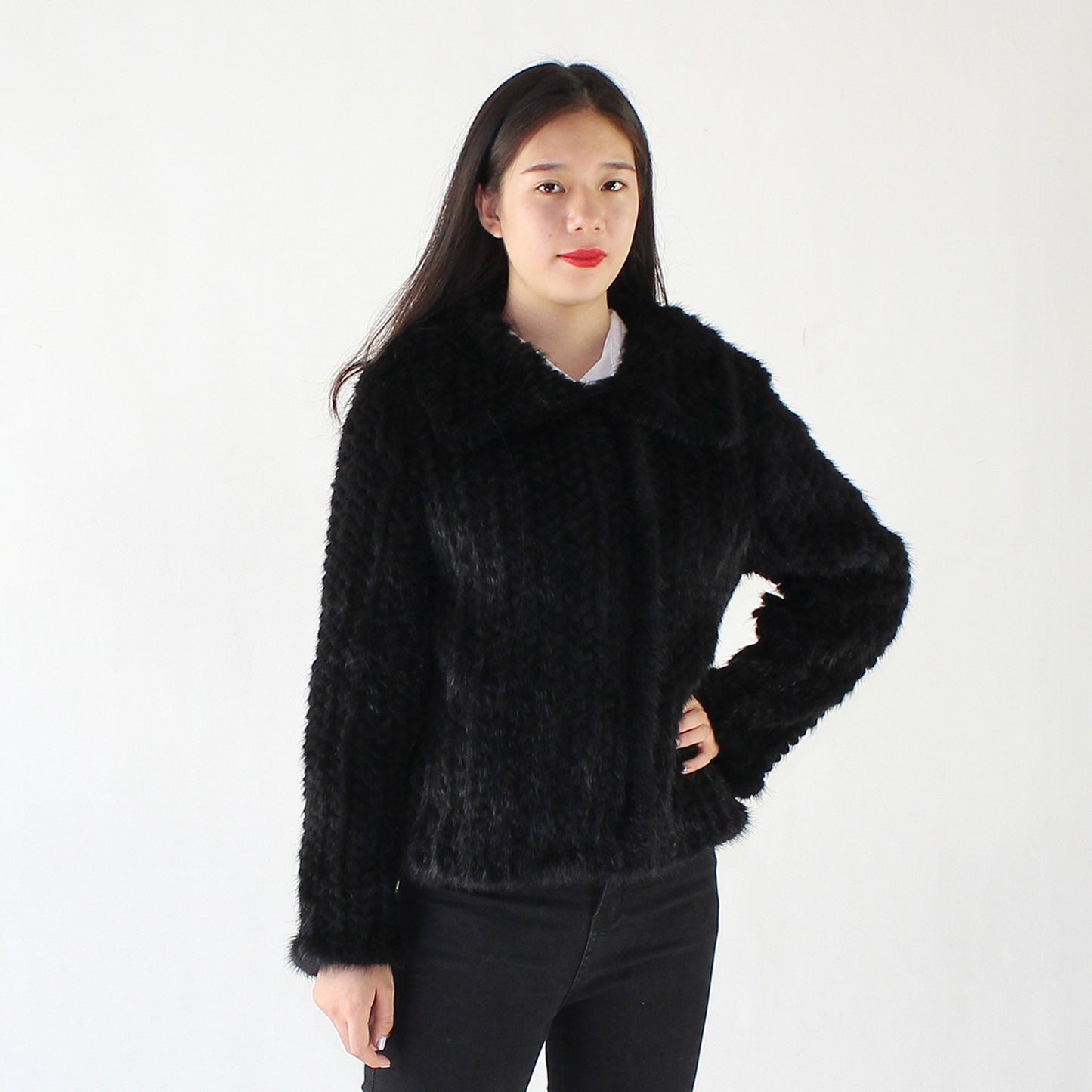 Women's knitted mink jacket