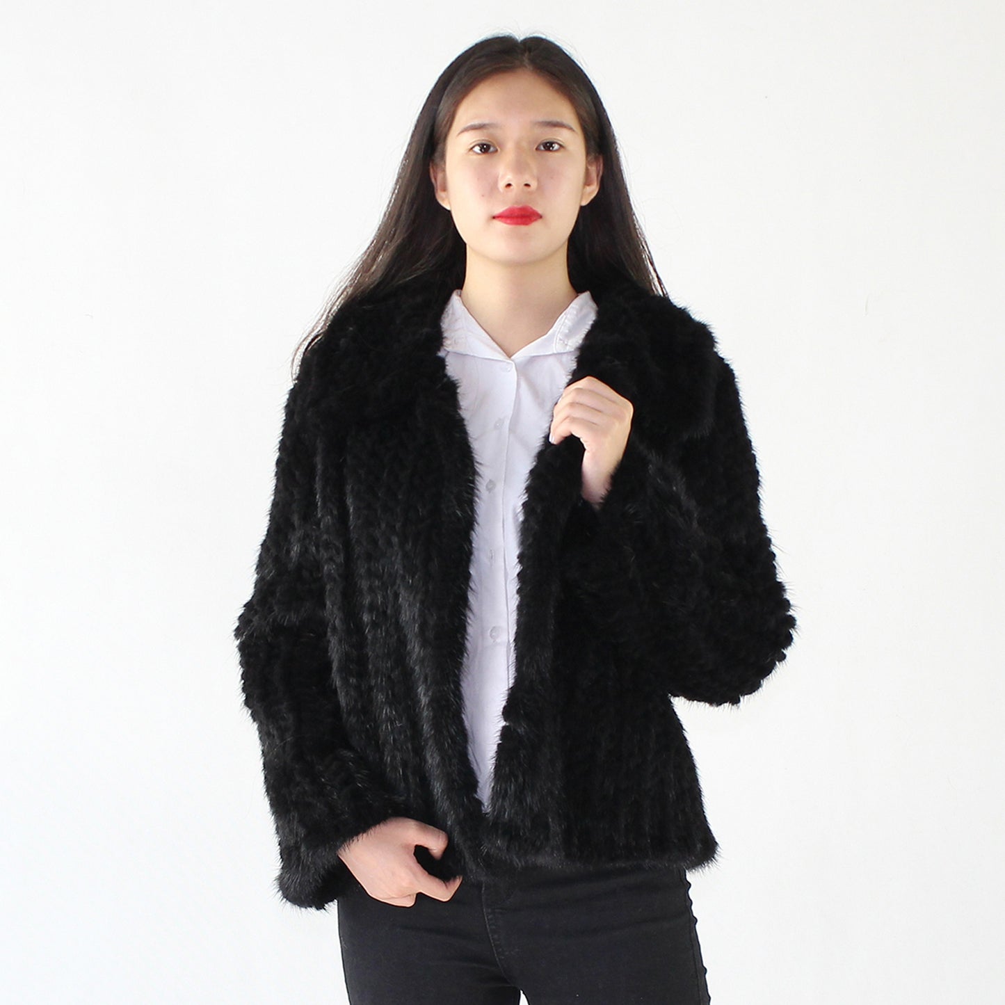 Women's knitted mink jacket